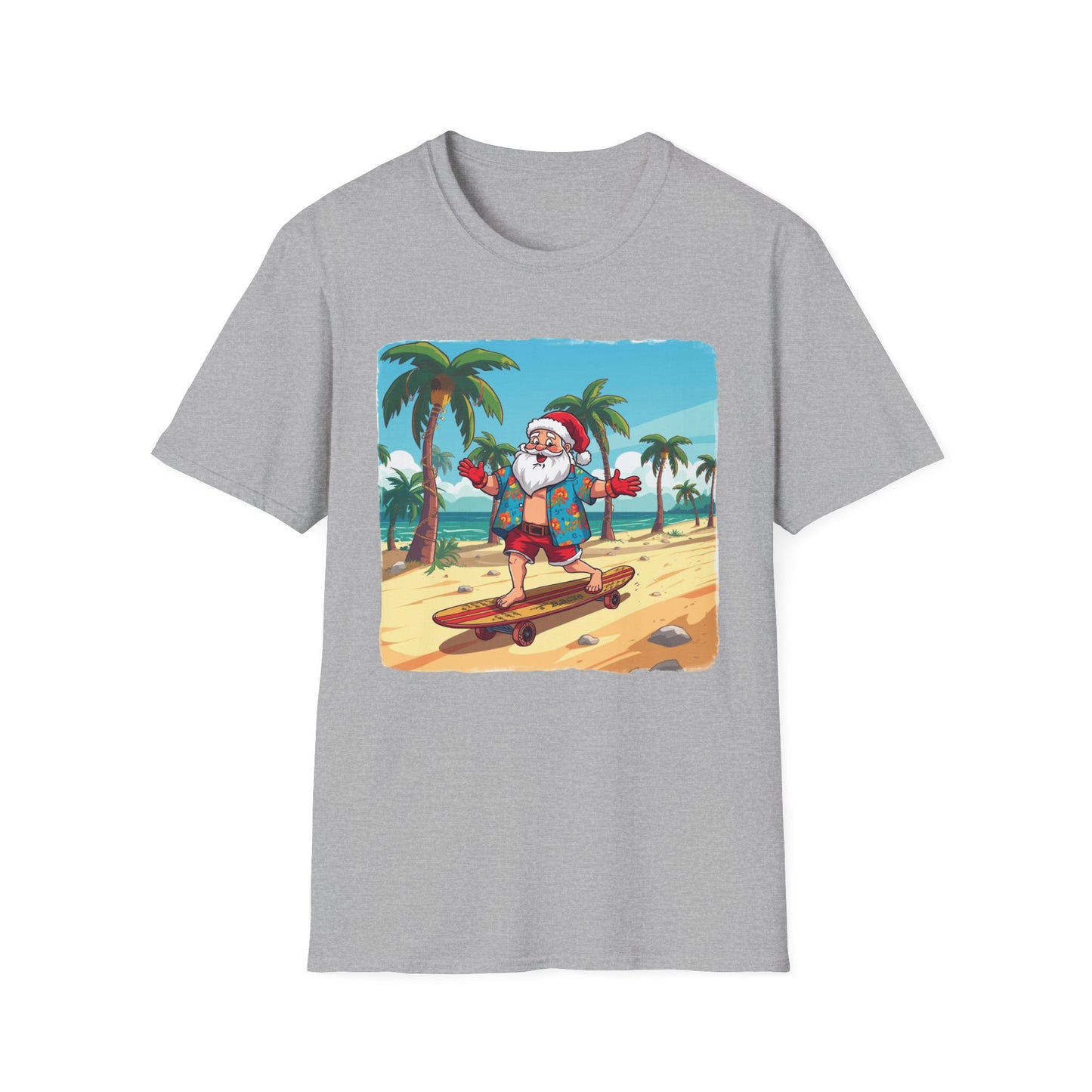 Tropical Santa riding a longboard shirt, Family Christmas Shirts, Christmas T Shirt, Holiday Shirt, Cute Xmas Shirt for the family, Holiday Gift