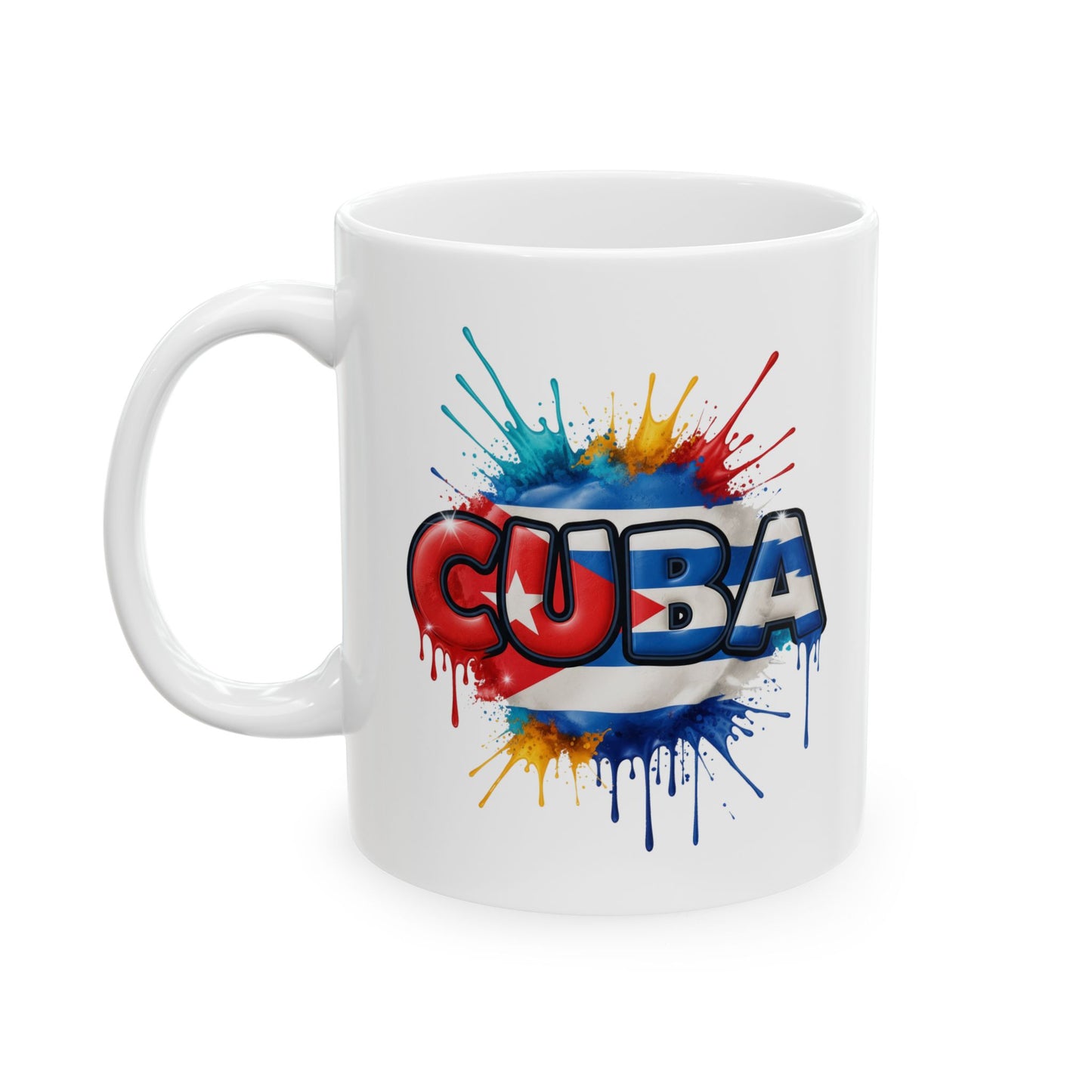 Colorful Cuban Flag Ceramic Mug, 11oz 15oz - Vibrant Cuba Souvenir Coffee Cup, Patriotic Tea Mug, Cuban American Gift, Kitchen Decor