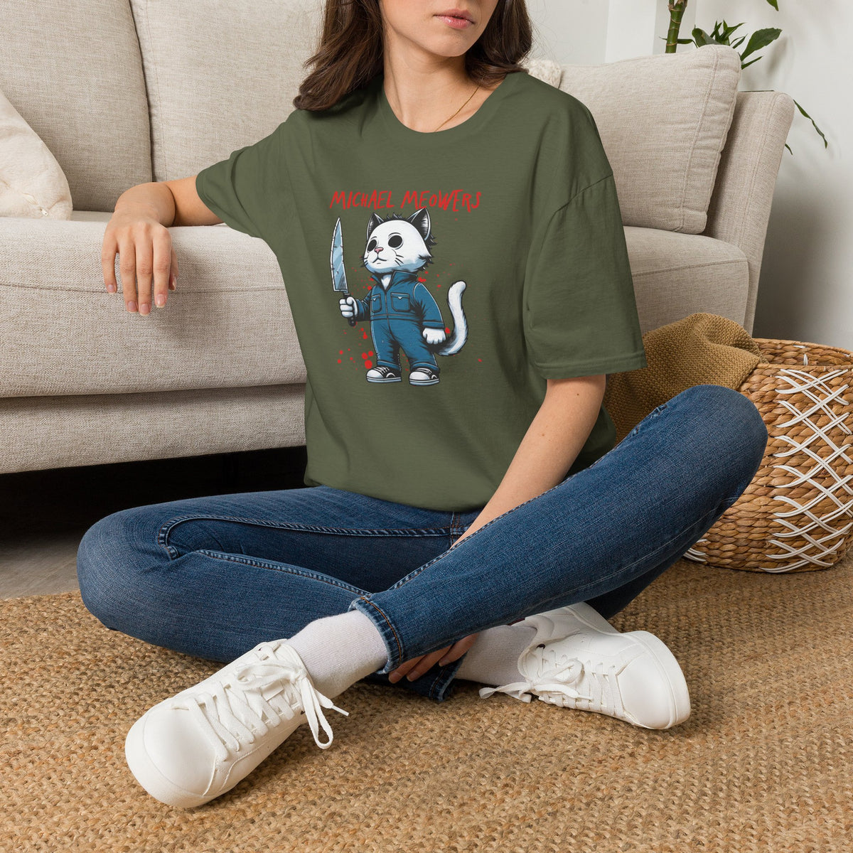 Michael Meowers Halloween Funny Cat T-Shirt, Scary Movie Tee, Halloween Cat Shirt, Horror Movie Cat Fan Gift, Horror Movie Character