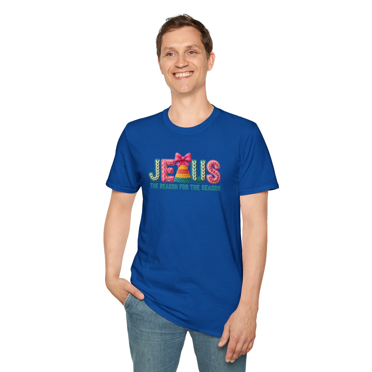 Jesus Christmas T-Shirt – The Reason for the Season Tee, Faith Christian Holiday Shirt with Bow Design