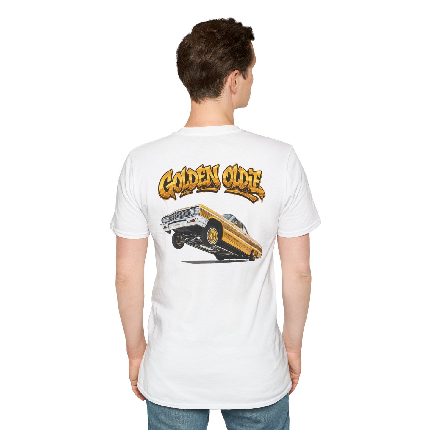 Back Print Lowrider Shirt, Golden Oldie Classic Car Tee, Vintage Car Enthusiast Shirt, Retro Auto Gift, Unisex Car Lover Tee
