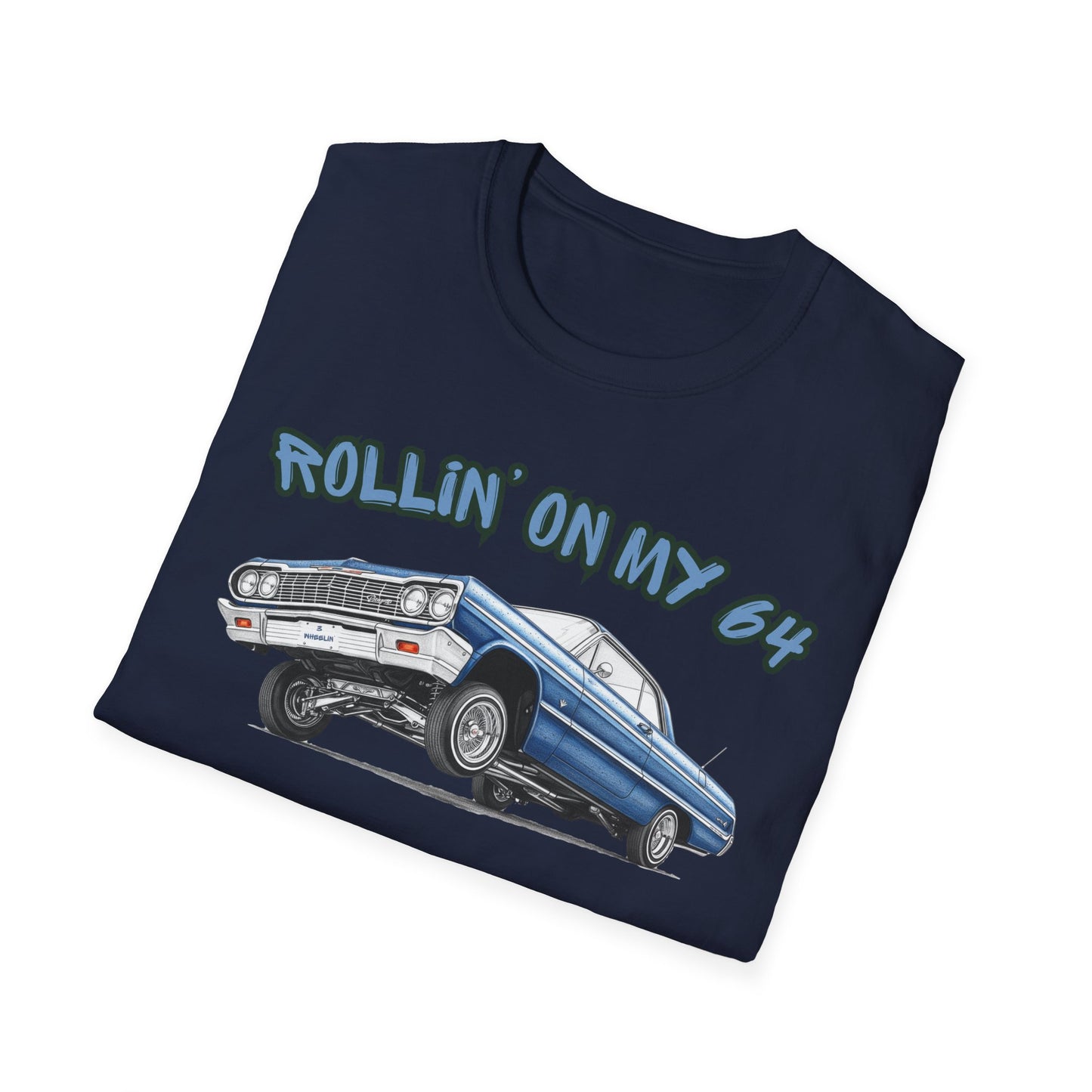 Lowrider Shirt, Rollin On My 64 Tee, Classic Car Graphic Shirt, Vintage Car Enthusiast Gift, Retro Auto Unisex Tee