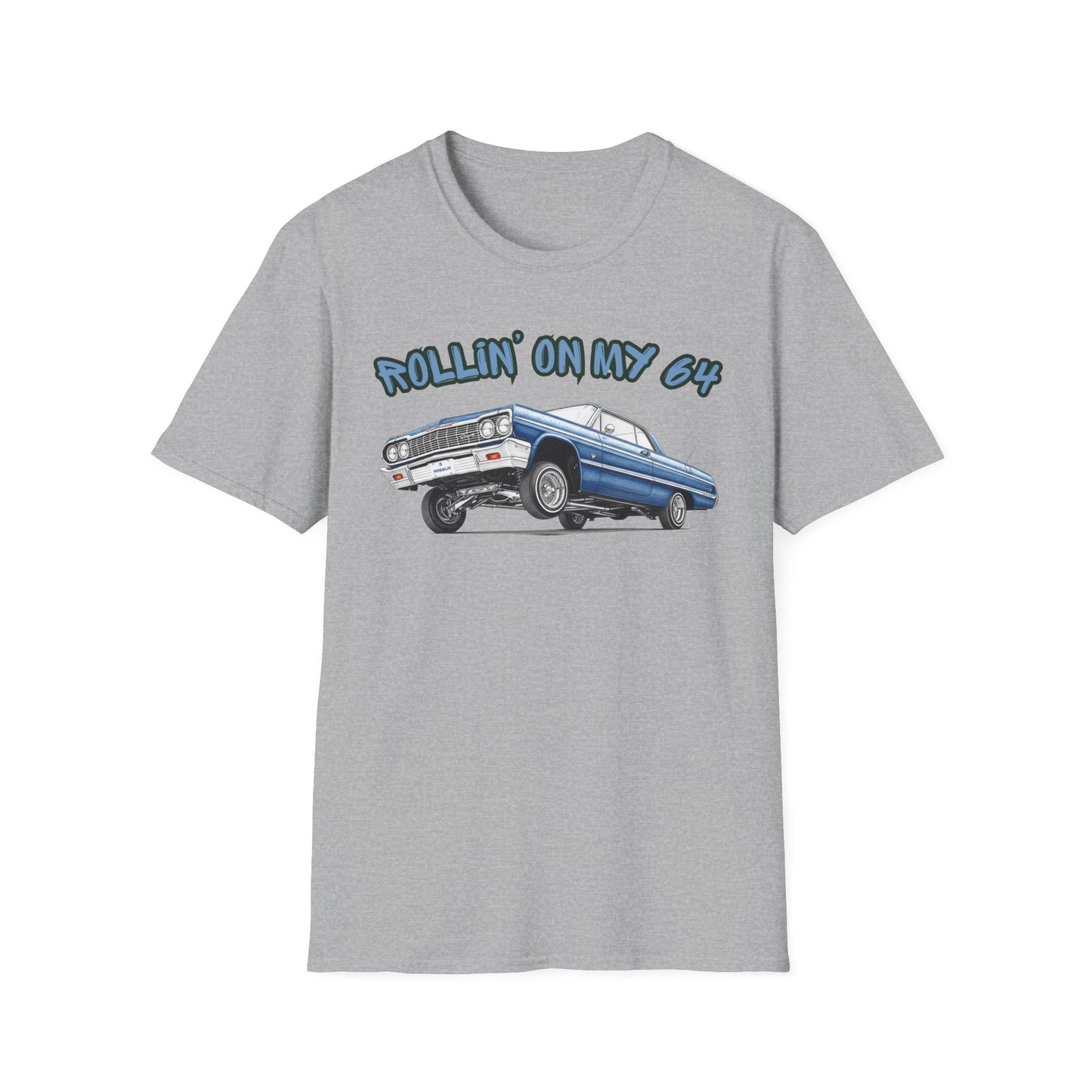 Lowrider Shirt, Rollin On My 64 Tee, Classic Car Graphic Shirt, Vintage Car Enthusiast Gift, Retro Auto Unisex Tee