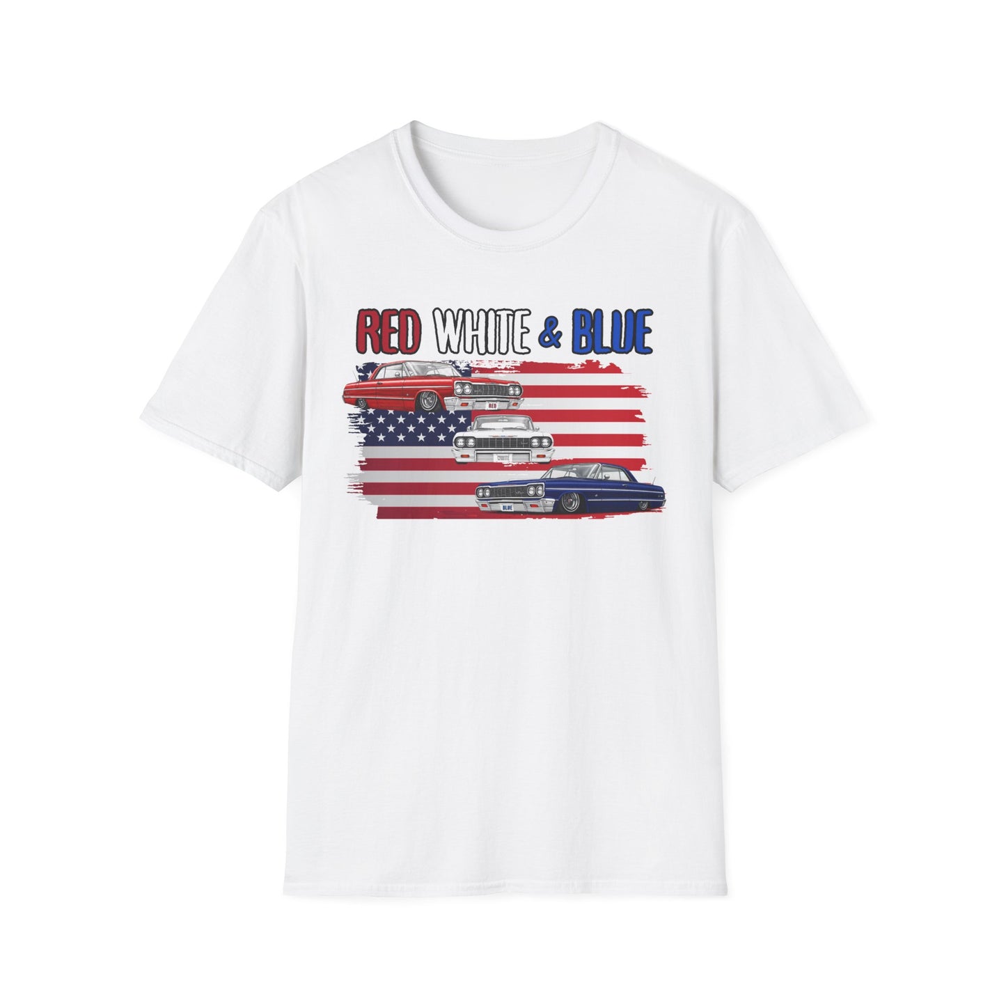 Patriotic Lowrider Shirt, Red White and Blue Car Tee, Classic Car Shirt, 4th of July Car Lover Gift, Unisex Auto Tee