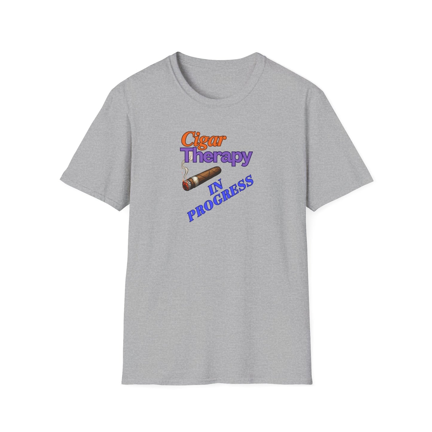 Cigar Therapy in Progress Unisex T-Shirt, BBQ Pool Party Shirt, Fathers Day Gift, Relaxation Leisure, Cigar lover Gift, Grandpa Gift