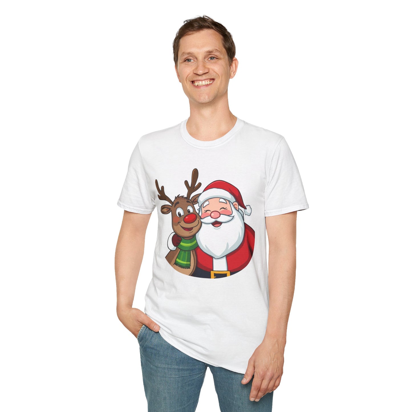 Smiling Santa and Rudolph Shirt, Family Christmas Shirts, Christmas T Shirt, Holiday Shirt, Cute Xmas Shirt for the family, Holiday Gift