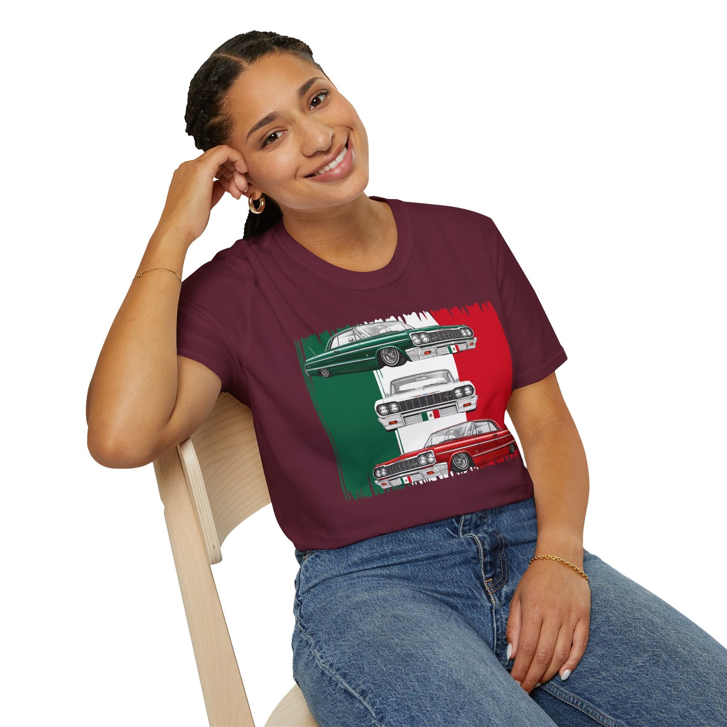 Lowrider Shirt, Mexican Flag Classic Car Tee, Vintage Car Graphic Shirt, Car Enthusiast Gift, Retro Auto Unisex Tee