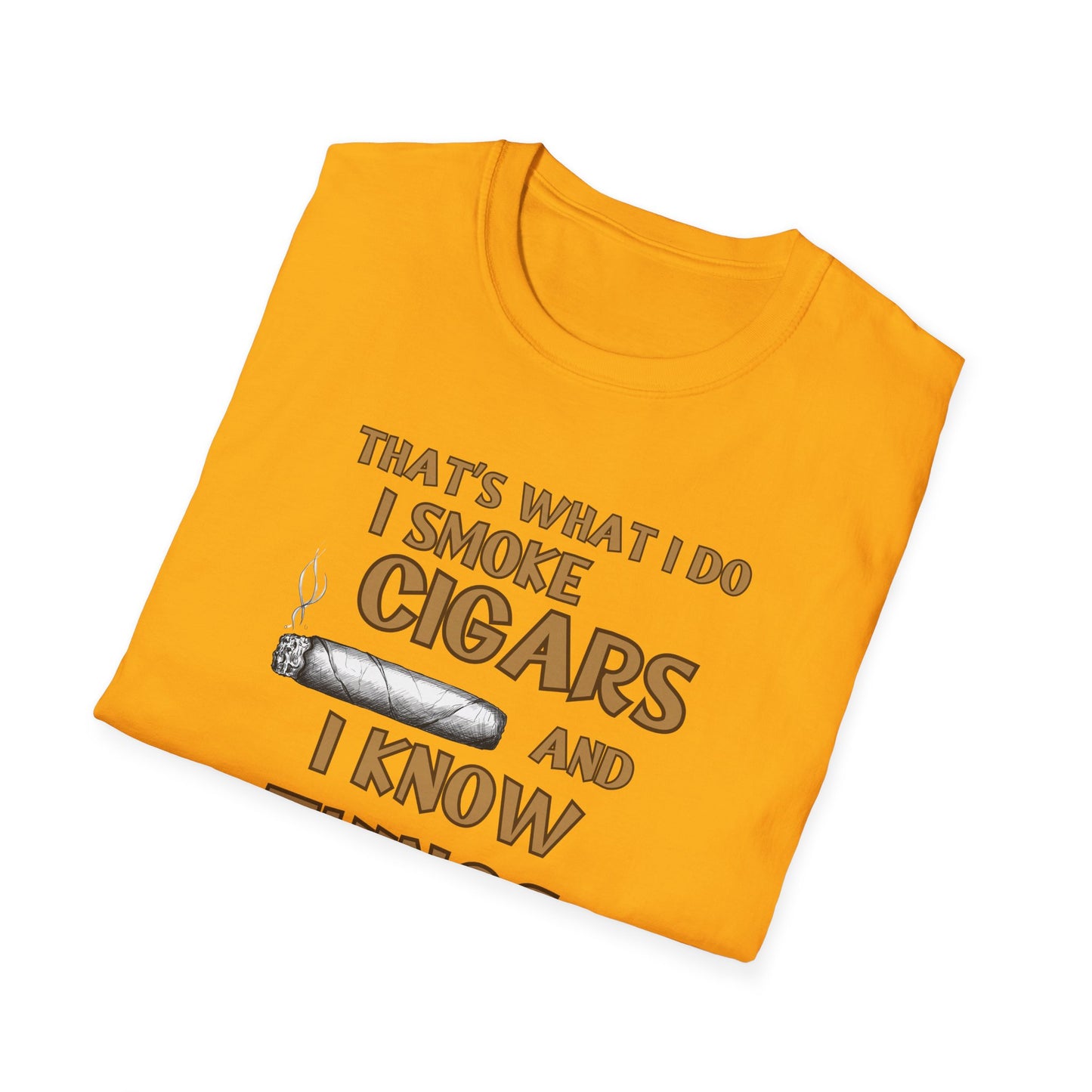 Smoke Cigars and Know Things Unisex T-Shirt, BBQ Pool Party Shirt, Fathers Day Gift, Relaxation Leisure, Cigar lover Gift, Grandpa Gift