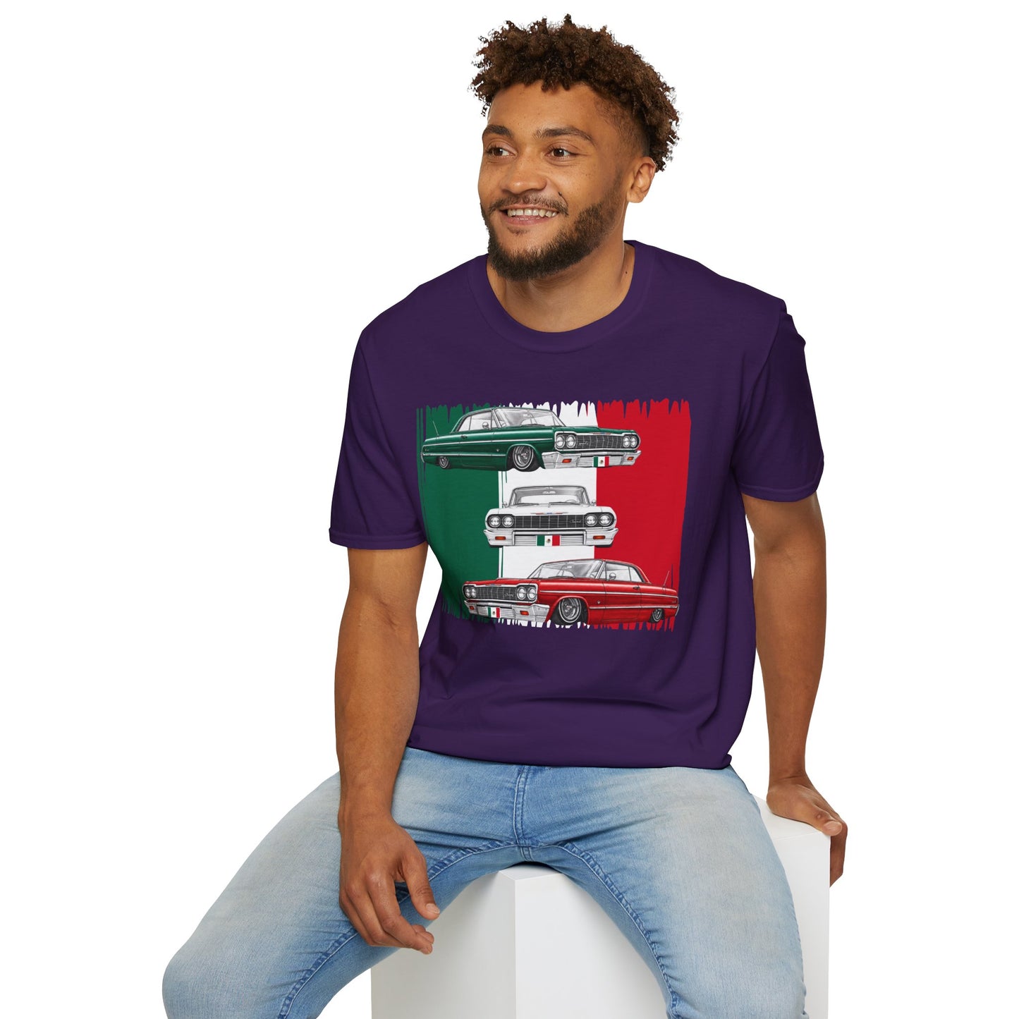Lowrider Shirt, Mexican Flag Classic Car Tee, Vintage Car Graphic Shirt, Car Enthusiast Gift, Retro Auto Unisex Tee