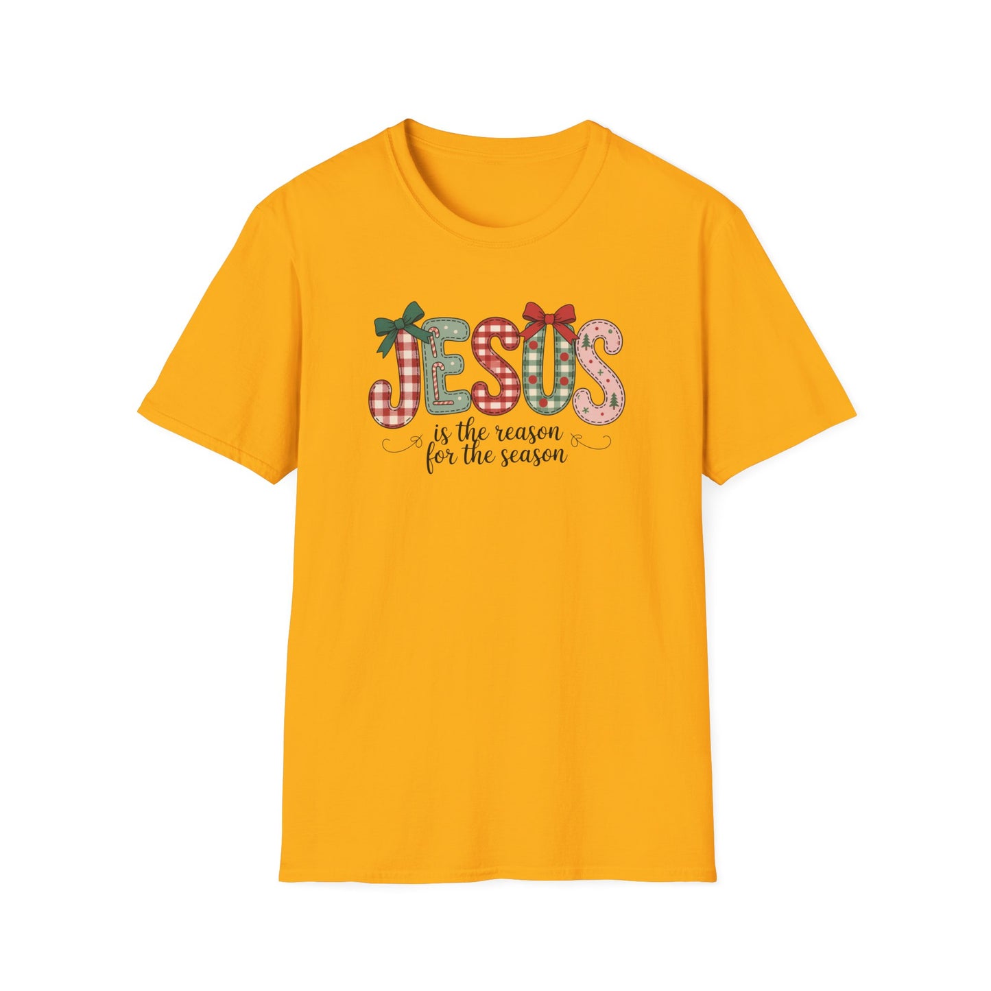 Jesus Is the Reason for the Season Christmas T-Shirt – Cute Plaid Holiday Christian Tee with Bows