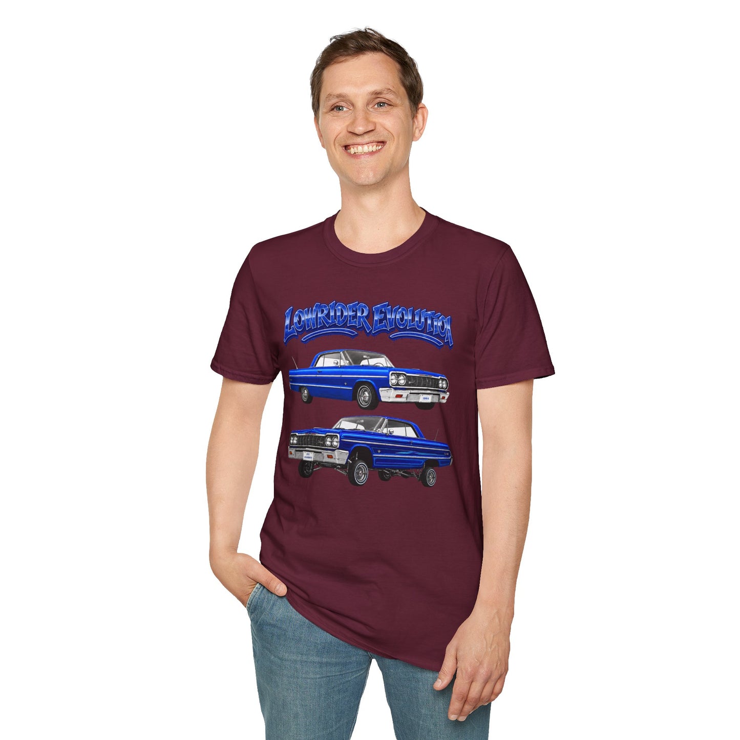 Classic Lowrider Shirt, Lowrider Evolution Tee, Blue Vintage Car Shirt, Car Enthusiast Gift, Retro Auto Graphic Tee
