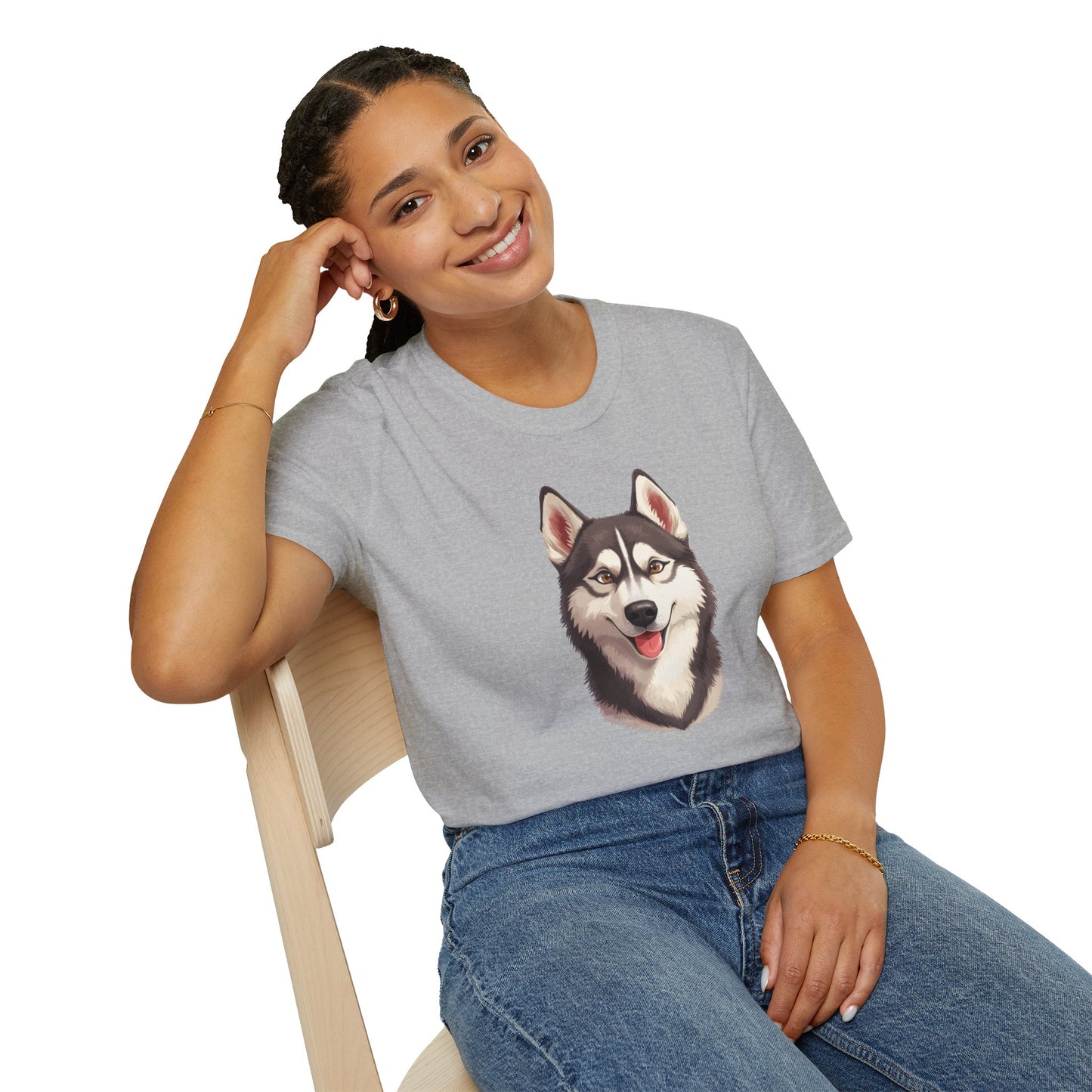Siberian Husky Dog Portrait Shirt – Husky Dog Lover Gift, Cute Dog Mom Tee, Dog Dad Shirt, Pet Breed Apparel