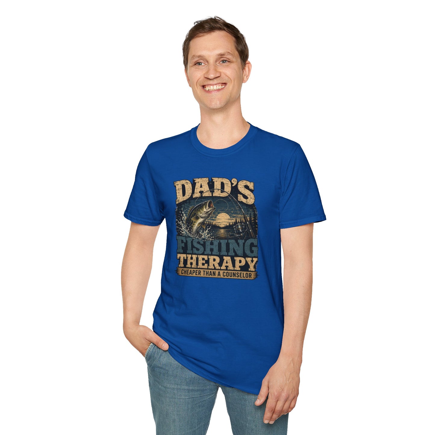 Fishing Dad Shirt, Dads Fishing Therapy Tee, Bass Fishing T-Shirt, Fisherman Gift, Fathers Day Shirt for Dad