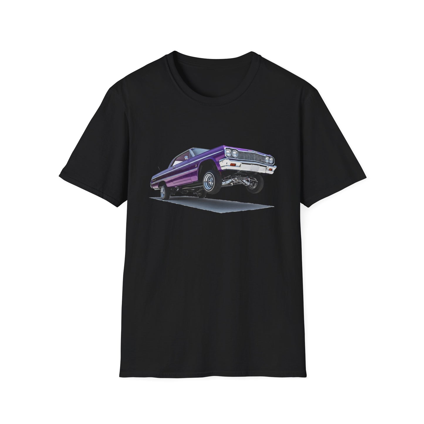 1964 Chevy Impala Hydraulics Lowrider Hoppin' Ink Drawing T-Shirt - Old School Hip Hop Cholo Art Tee Design - Chicano Car Club Graphic Tee