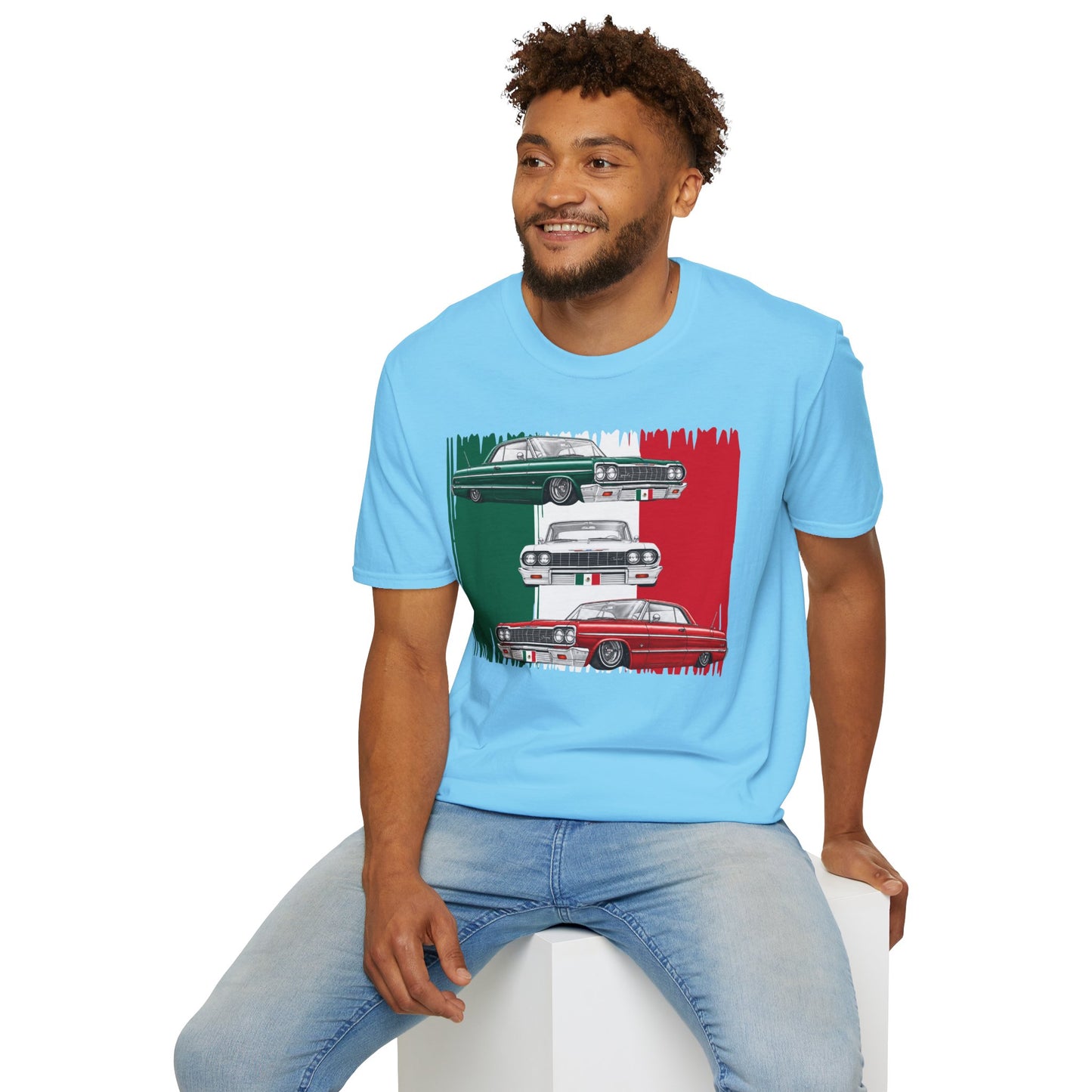 Lowrider Shirt, Mexican Flag Classic Car Tee, Vintage Car Graphic Shirt, Car Enthusiast Gift, Retro Auto Unisex Tee