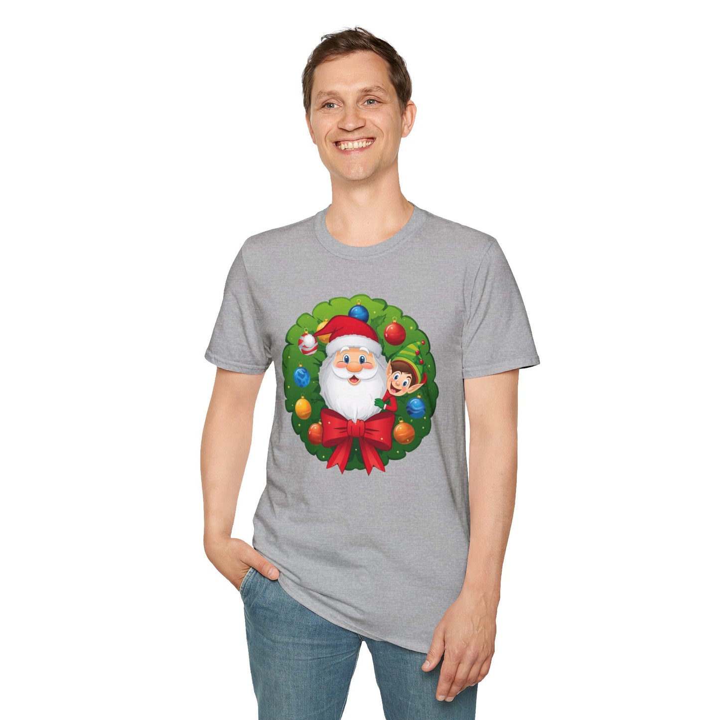 Santa and Elf on a Wreath Shirt, Family Christmas Shirts, Christmas T Shirt, Holiday Shirt, Cute Xmas Shirt for the family, Holiday Gift
