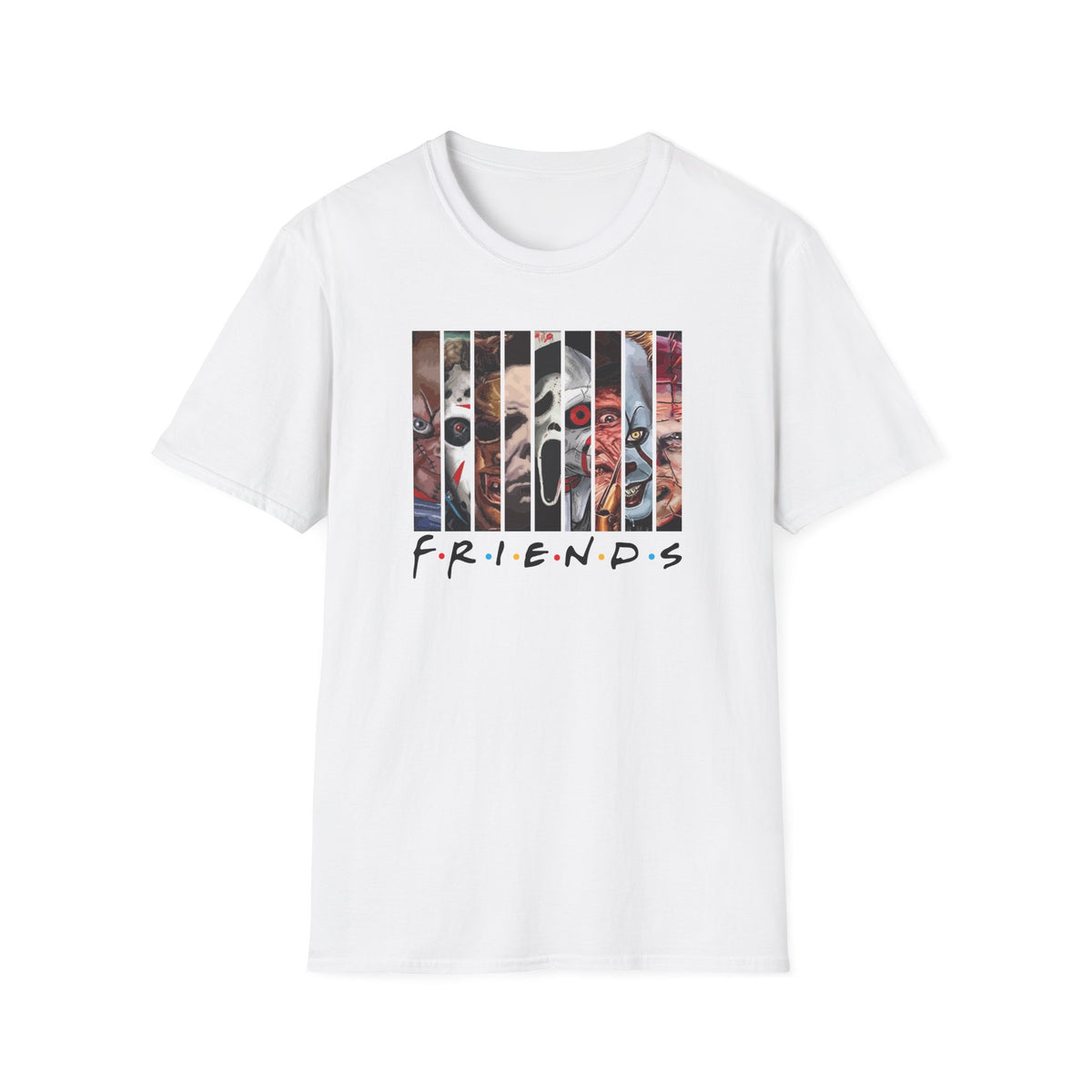 Horror Movie Villains Halloween Friends Softstyle T-Shirt, Scary Movie Tee, Halloween Shirt, Horror Movie Fan Gift, Horror Movie Characters
