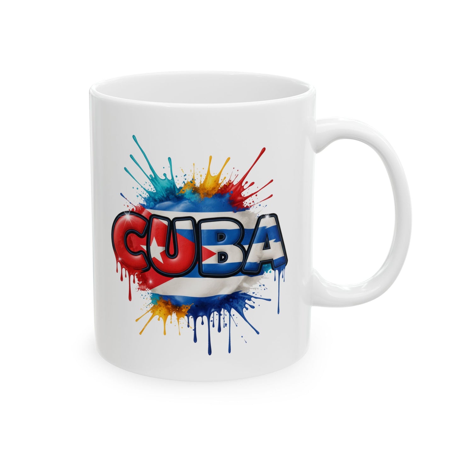 Colorful Cuban Flag Ceramic Mug, 11oz 15oz - Vibrant Cuba Souvenir Coffee Cup, Patriotic Tea Mug, Cuban American Gift, Kitchen Decor
