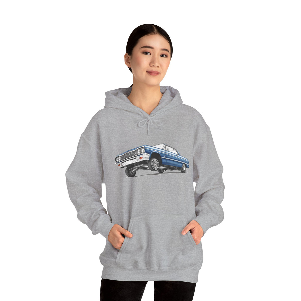 Classic Car Hoodie, Lowrider Car Hoodie, Blue Vintage Car Sweatshirt, Car Enthusiast Gift, Unisex Automotive Hoodie