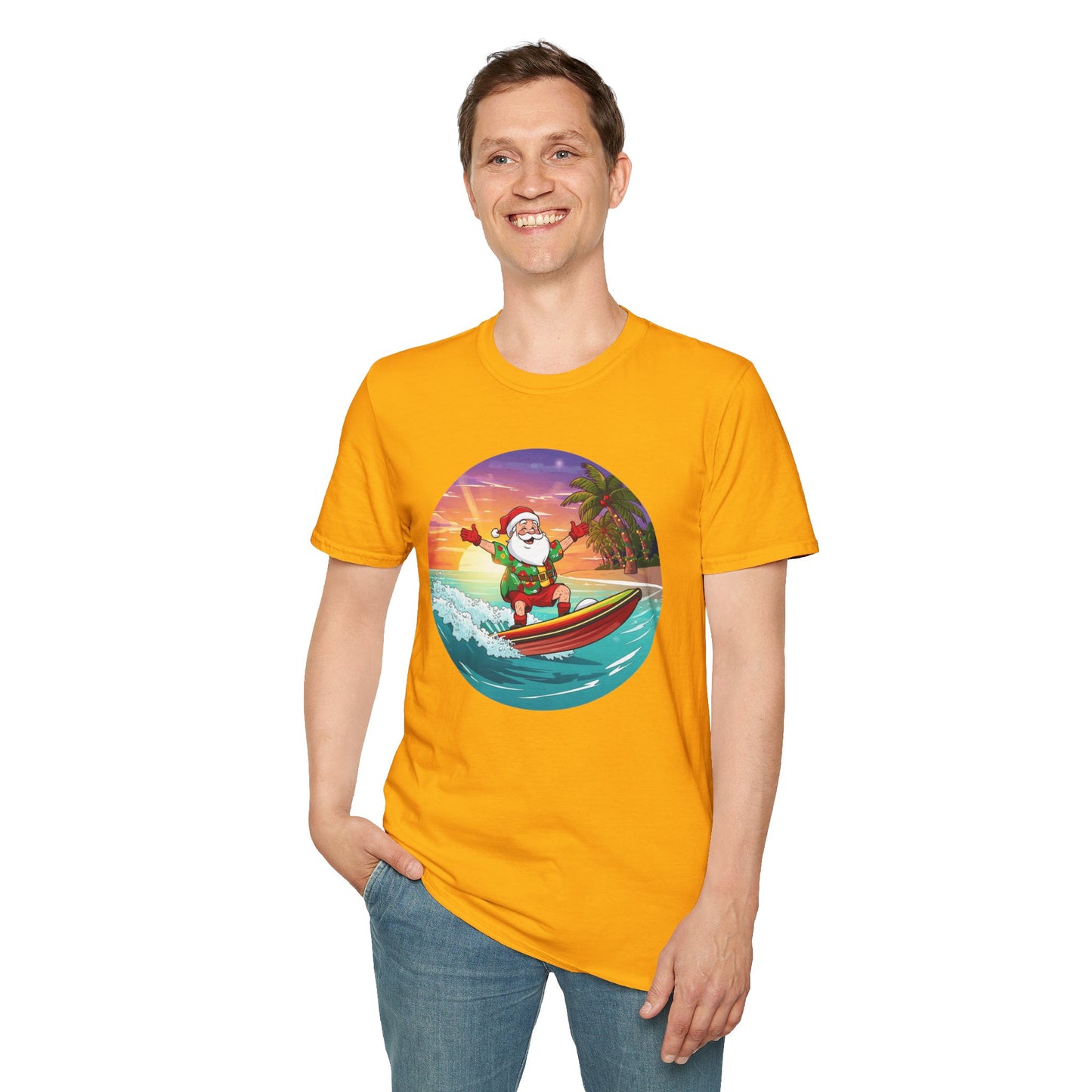 Tropical Surfing Santa Shirt, Family Christmas Shirts, Christmas T Shirt, Holiday Shirt, Cute Xmas Shirt for the family, Holiday Gift