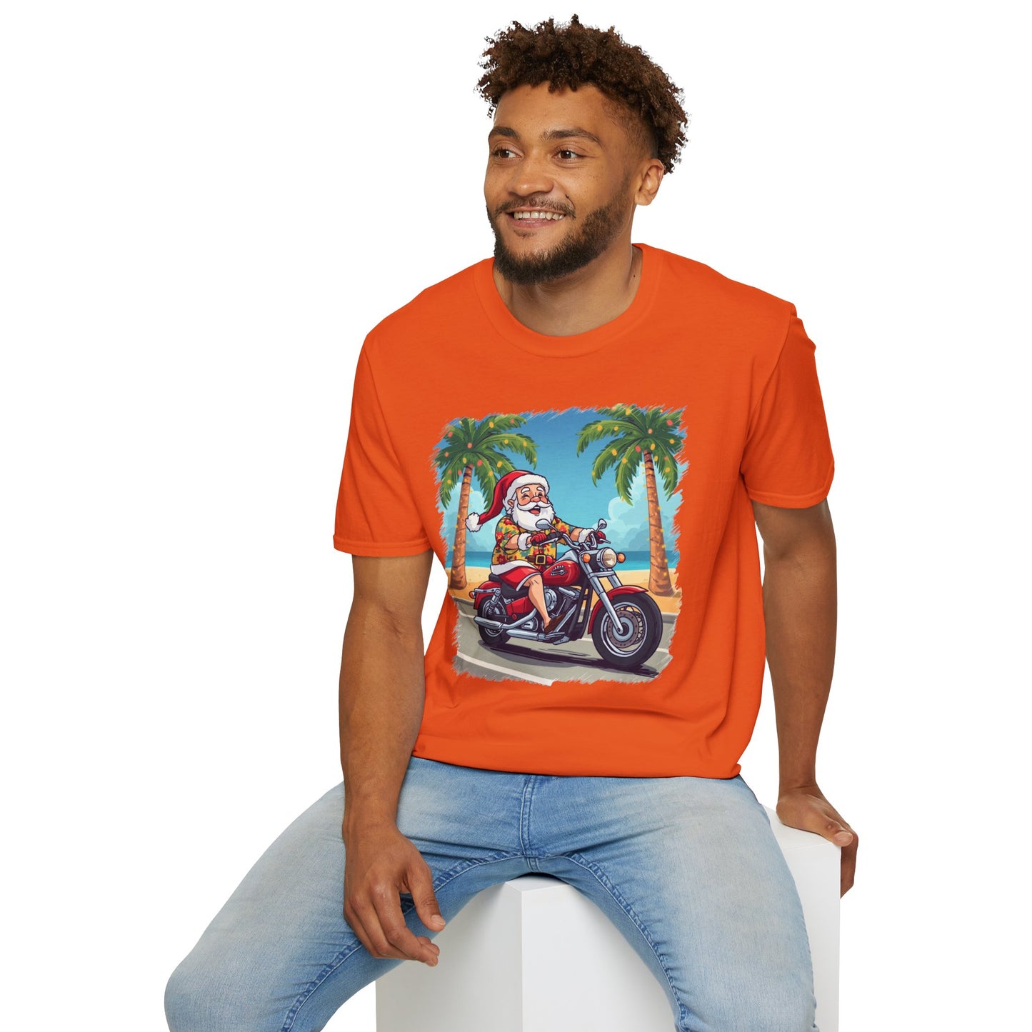 Tropical Santa riding a motorcycle shirt, Family Christmas Shirts, Christmas T Shirt, Holiday Shirt, Cute Xmas Shirt for the family, Holiday Gift
