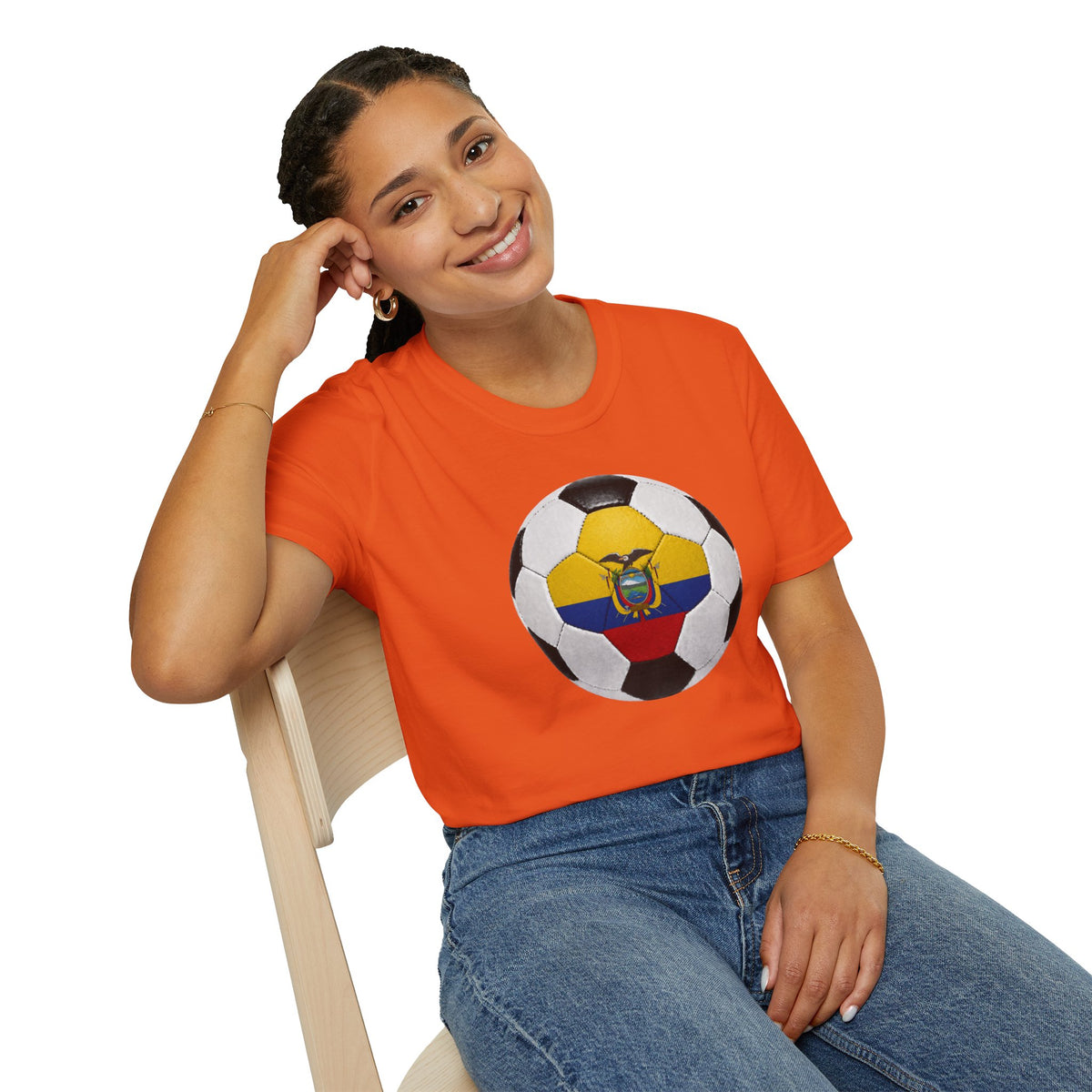 Ecuador Soccer Ball Shirt, Ecuador Futbol Tee, Yellow Blue Red Soccer T-Shirt, Game Day Fan Shirt, Sports Gift