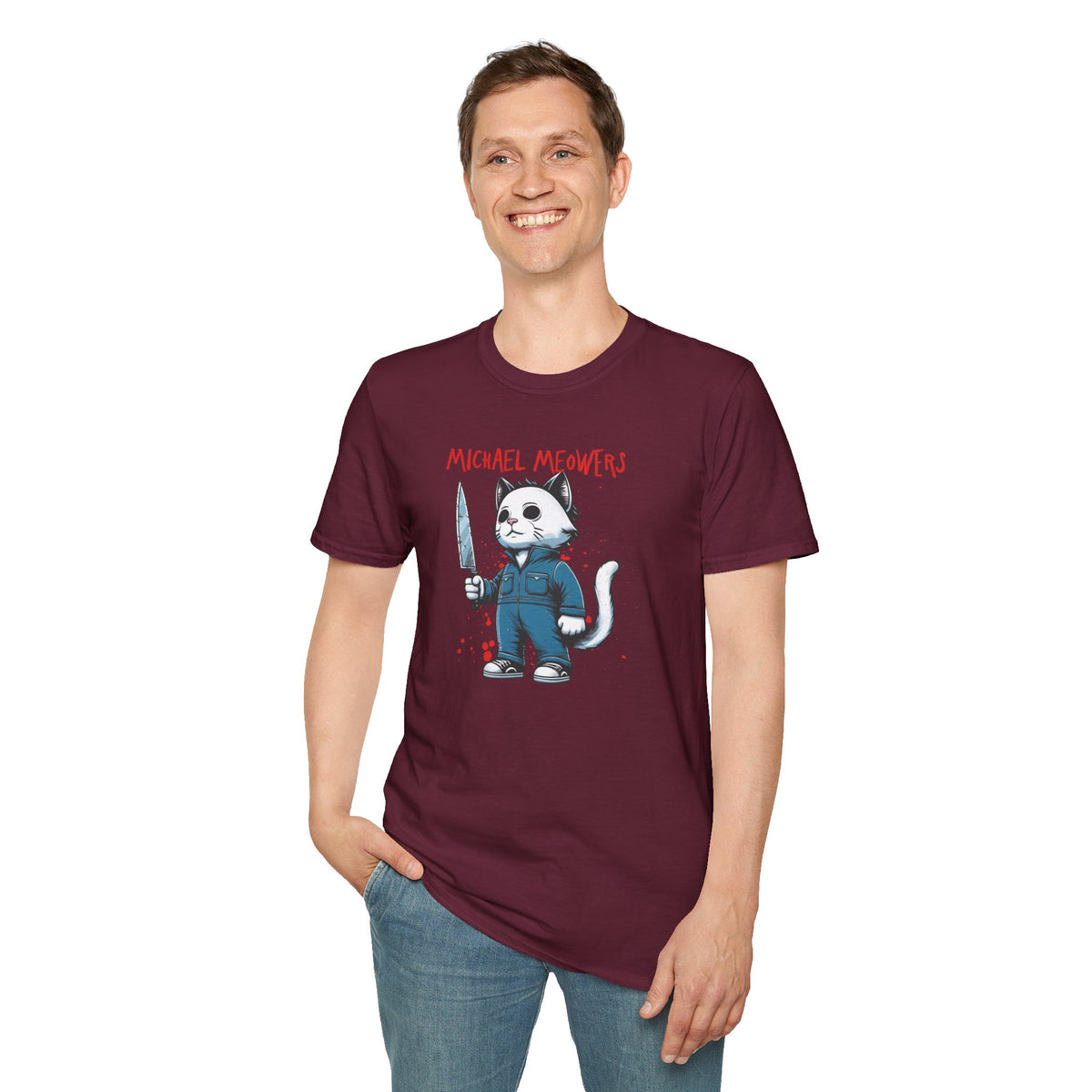Michael Meowers Halloween Funny Cat T-Shirt, Scary Movie Tee, Halloween Cat Shirt, Horror Movie Cat Fan Gift, Horror Movie Character