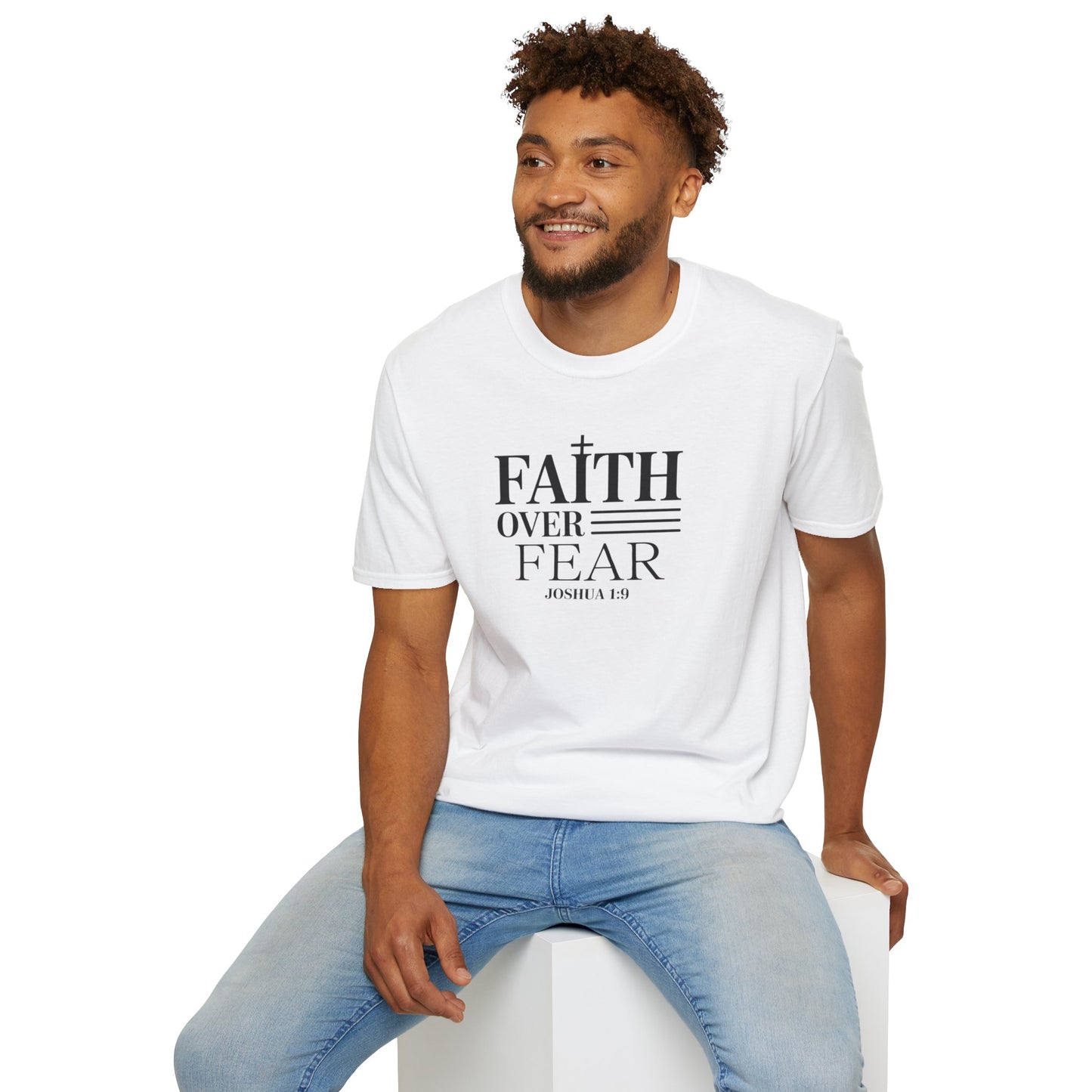 Faith Over Fear T-Shirt – Joshua 1:9 Bible Verse Shirt, Christian Inspirational Scripture Tee
