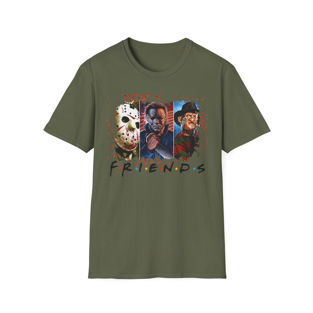 Horror Movie Villains Halloween Friends Softstyle T-Shirt, Scary Movie Tee, Halloween Shirt, Horror Movie Fan Gift, Horror Movie Characters