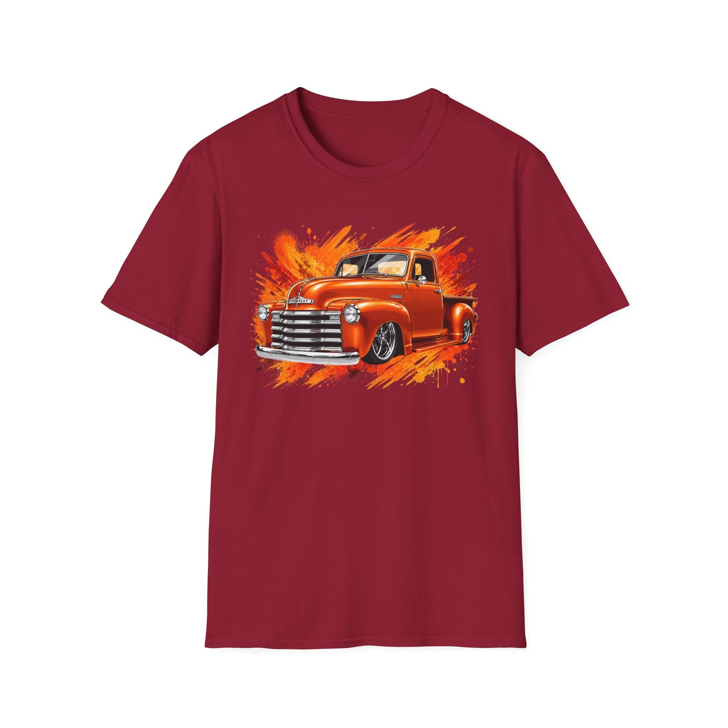 Orange Classic Truck T-Shirt, Vintage Pickup Graphic Tee, Custom Truck Shirt for Car Lovers