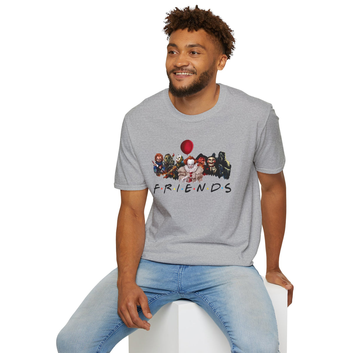 Horror Movie Villains Halloween Friends Softstyle T-Shirt, Scary Movie Tee, Halloween Shirt, Horror Movie Fan Gift, Horror Movie Characters