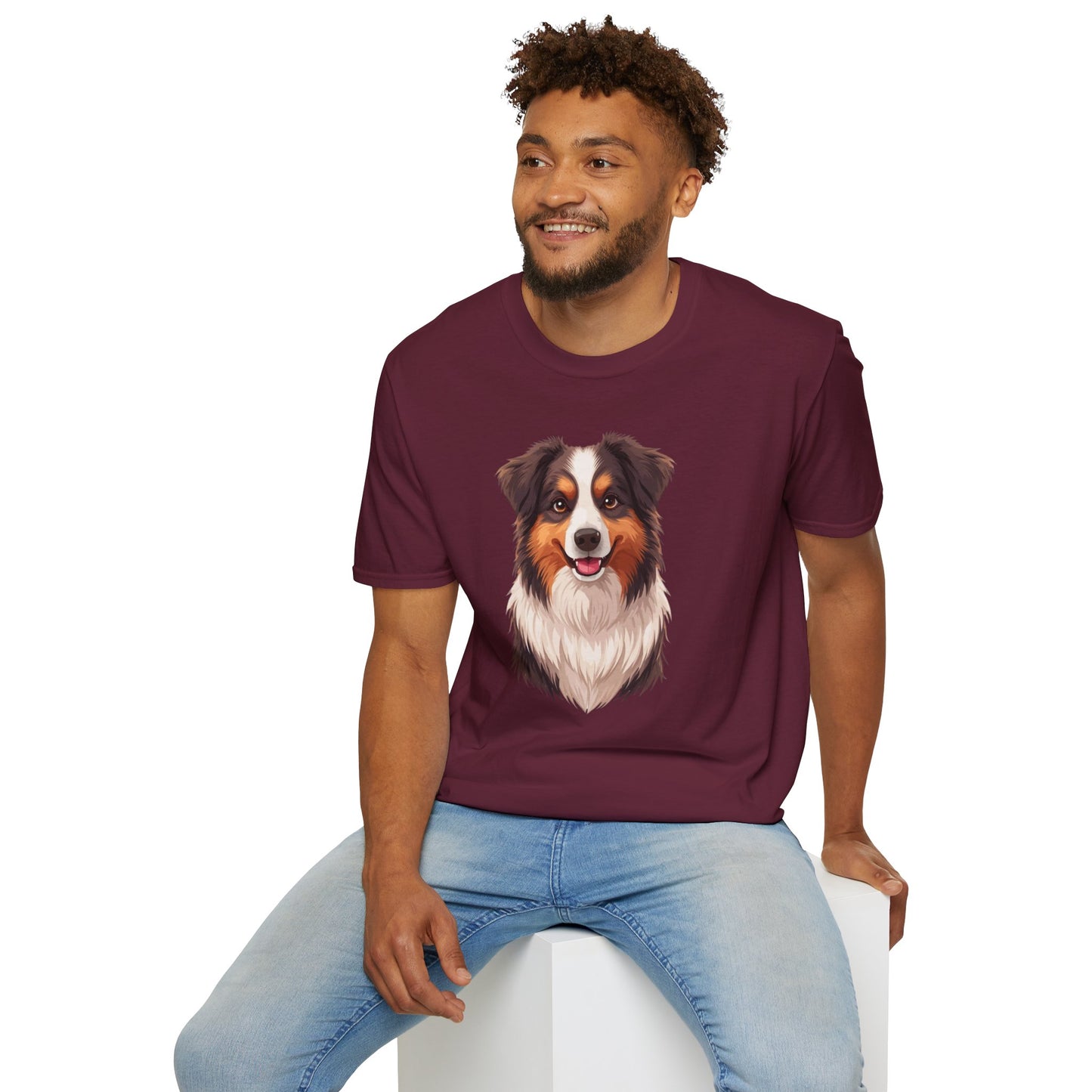 Australian Shepherd Dog Portrait Shirt – Aussie Dog Lover Gift, Cute Dog Mom Tee, Dog Dad Shirt, Pet Breed Apparel