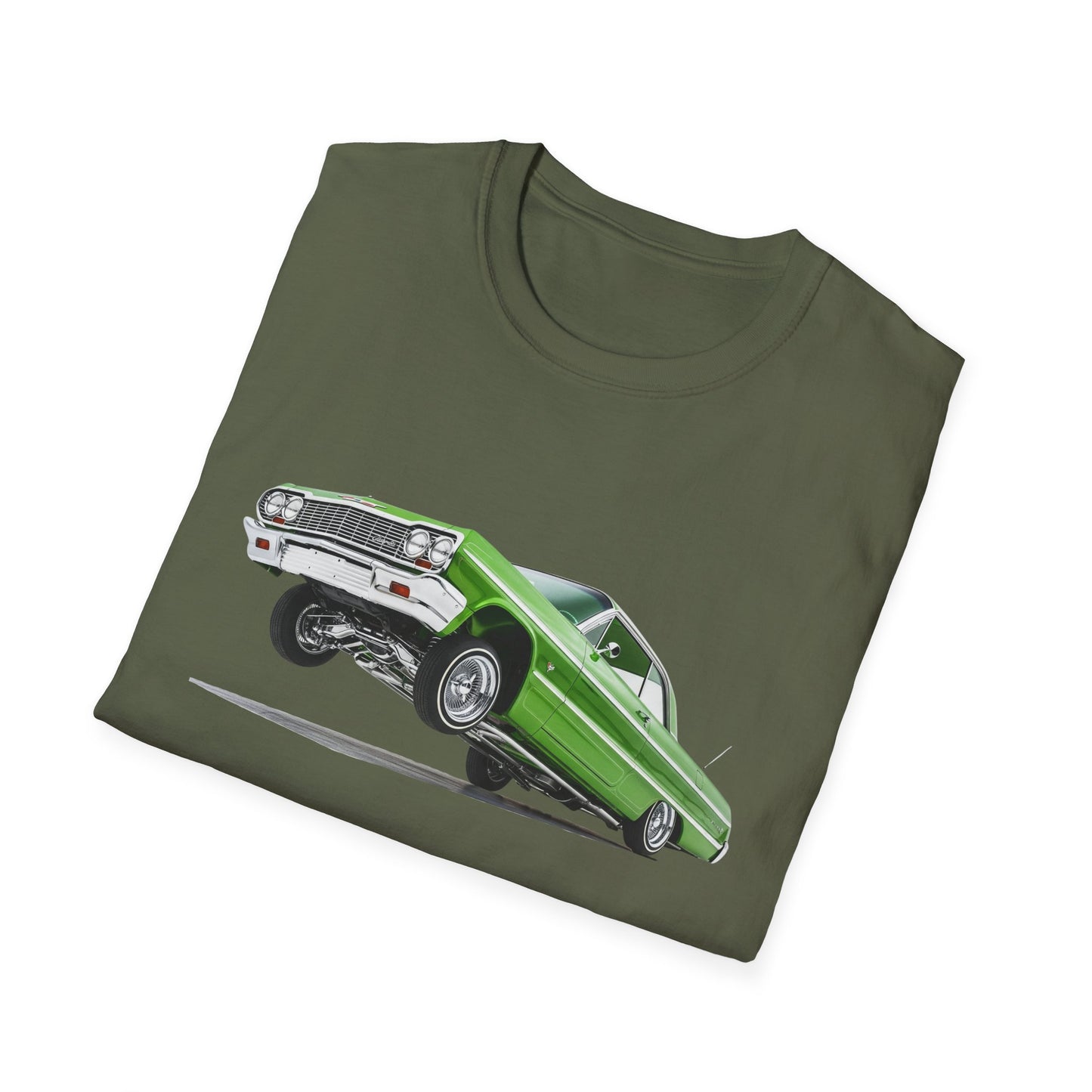 1964 Chevy Impala Hydraulics Lowrider Hoppin' Ink Drawing T-Shirt - Old School Hip Hop Cholo Art Tee Design - Chicano Car Club Graphic Tee