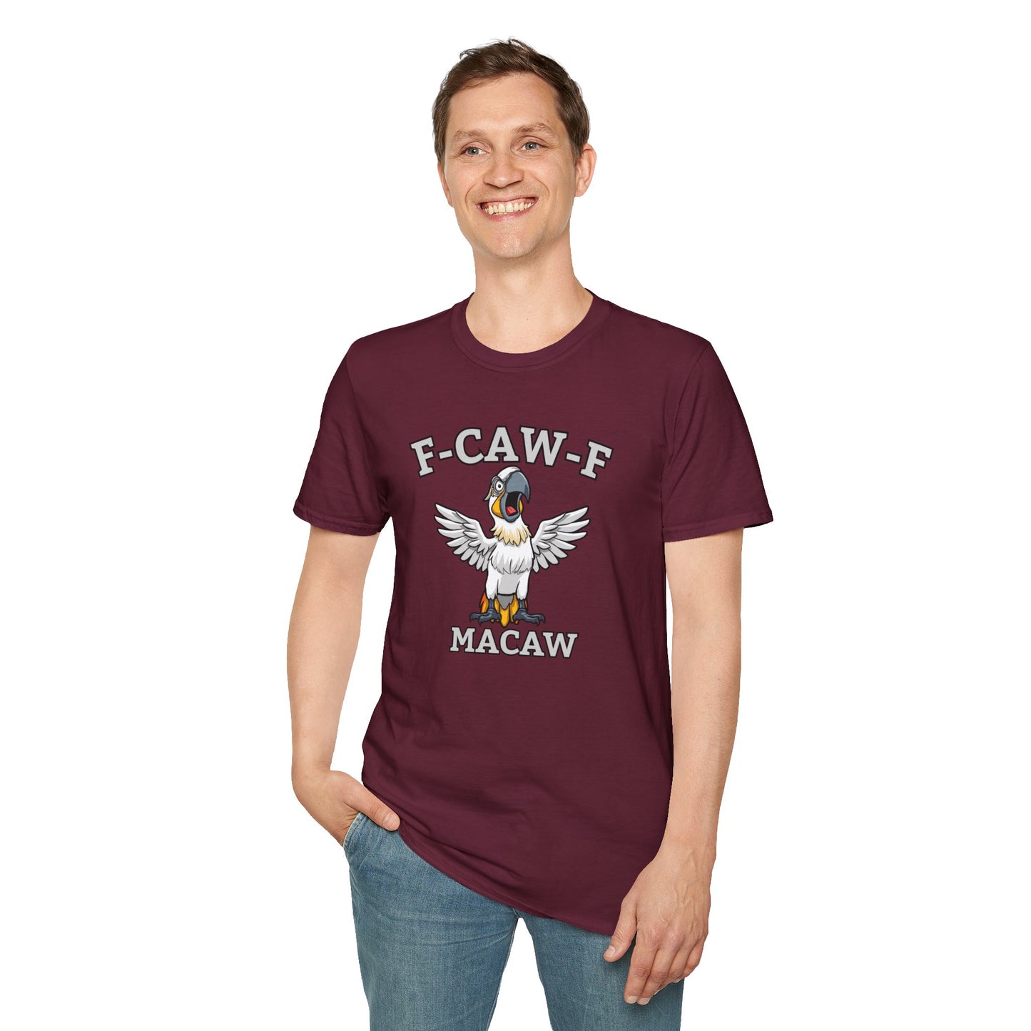 Funny F-CAW-F Macaw Parrot T-Shirt, Parrot Lover Shirt, Macaw Tee, Humorous Top, Macaw Parrot Apparel, Gift for him, Gift for her