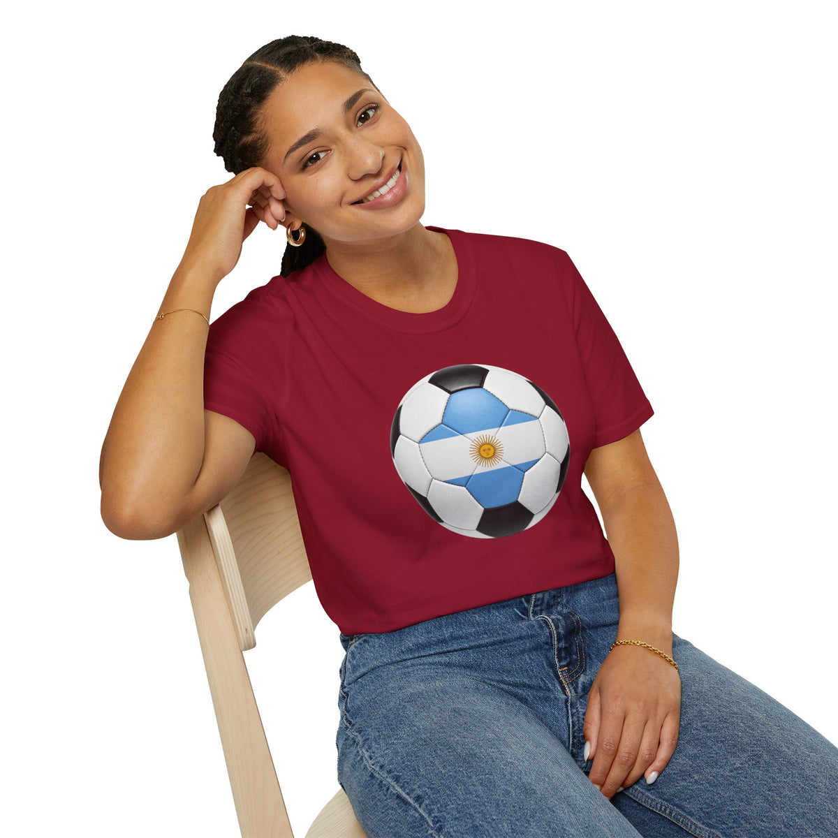 Argentina Soccer Ball Shirt, Argentina Futbol Tee, Light Blue White Soccer T-Shirt, Game Day Fan Shirt, Sports Gift