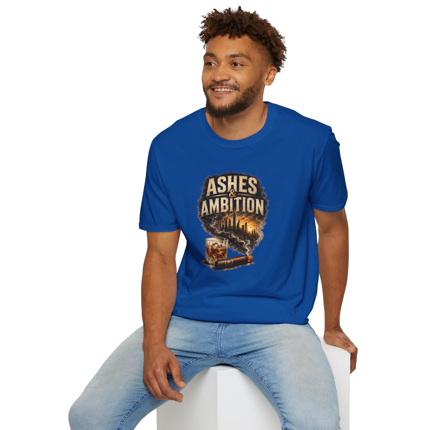 Ashes & Ambition Cigar T-Shirt – Whiskey, Success & Hustle Lifestyle Tee