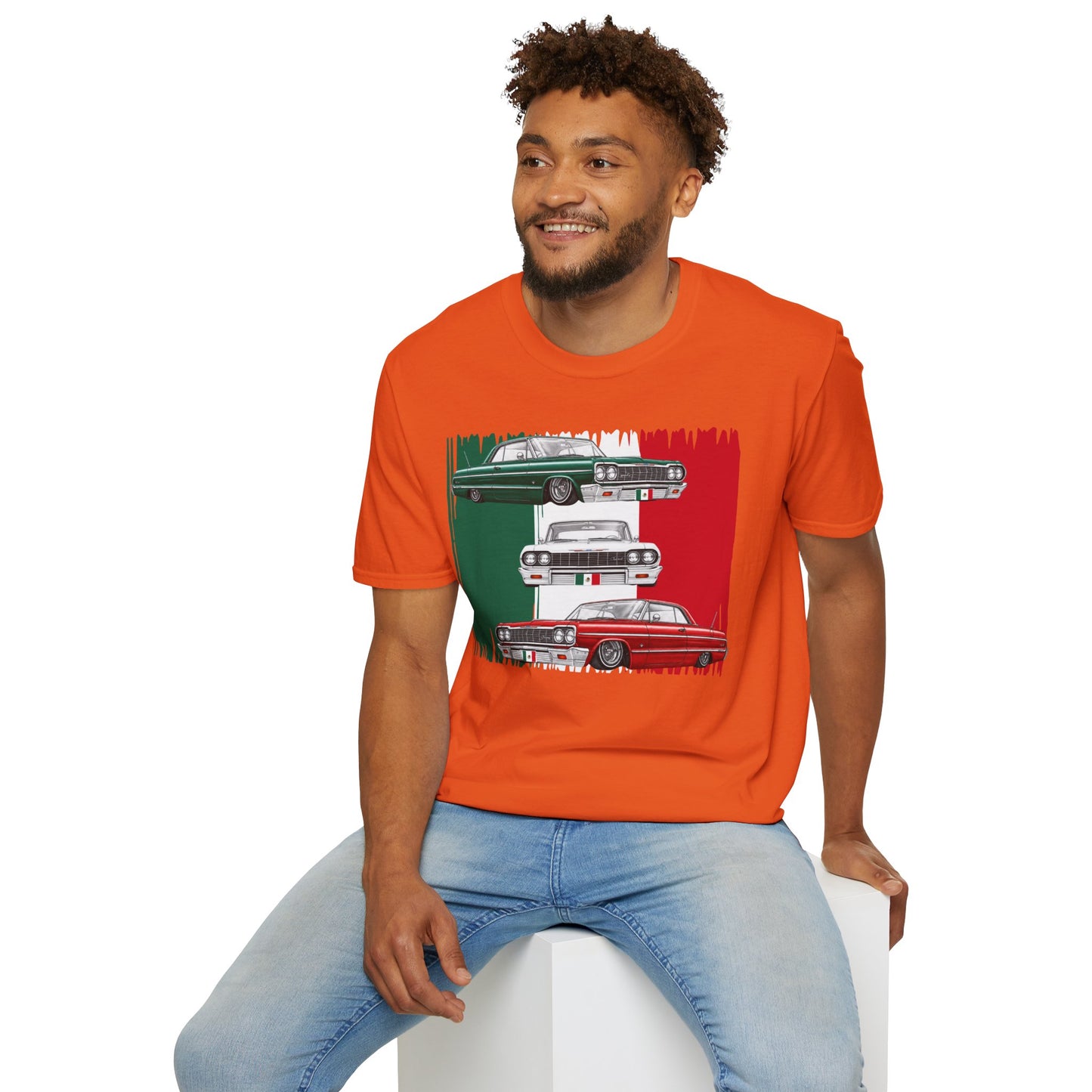 Lowrider Shirt, Mexican Flag Classic Car Tee, Vintage Car Graphic Shirt, Car Enthusiast Gift, Retro Auto Unisex Tee