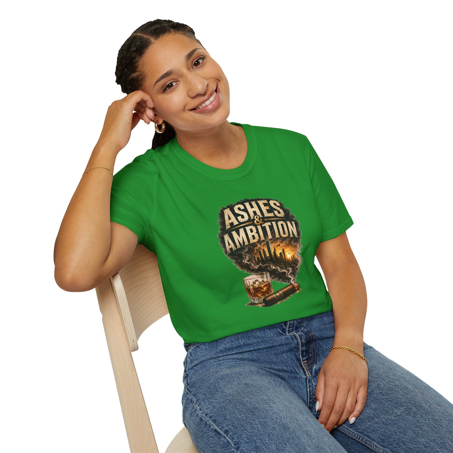 Ashes & Ambition Cigar T-Shirt – Whiskey, Success & Hustle Lifestyle Tee
