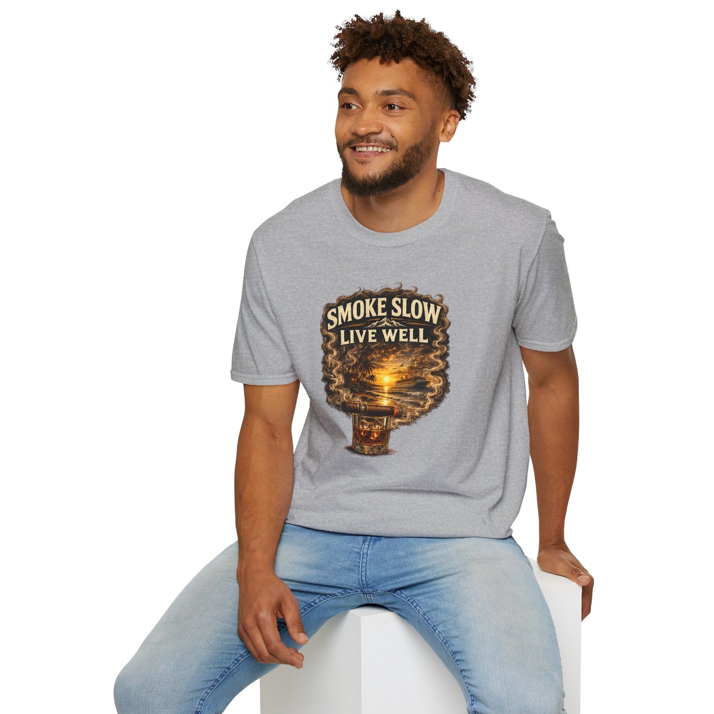 Smoke Slow Live Well Yacht T-Shirt – Cigar, Whiskey & Coastal Luxury Tee