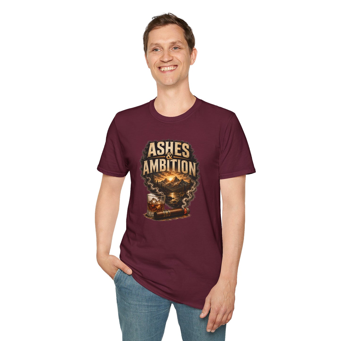 Ashes & Ambition Mountain Retreat T-Shirt – Cigar & Whiskey Lifestyle Tee