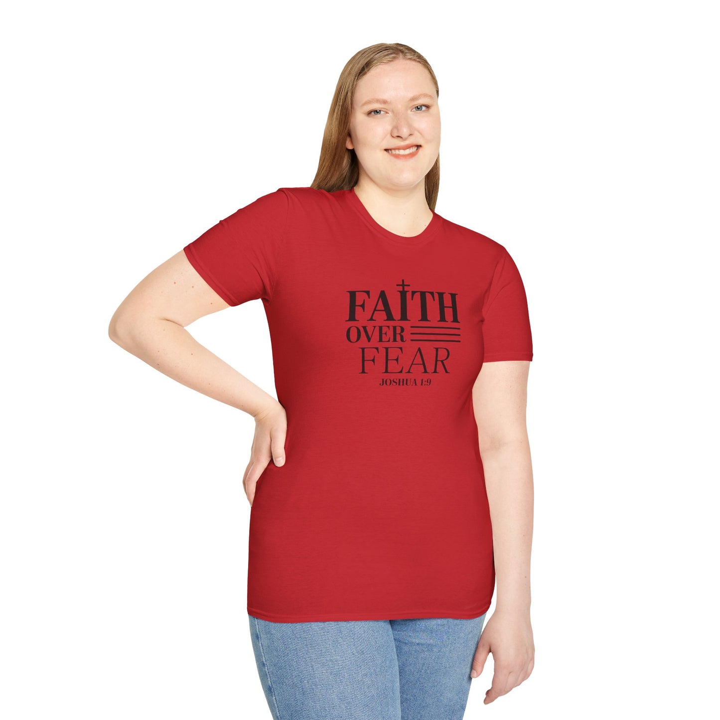 Faith Over Fear T-Shirt – Joshua 1:9 Bible Verse Shirt, Christian Inspirational Scripture Tee
