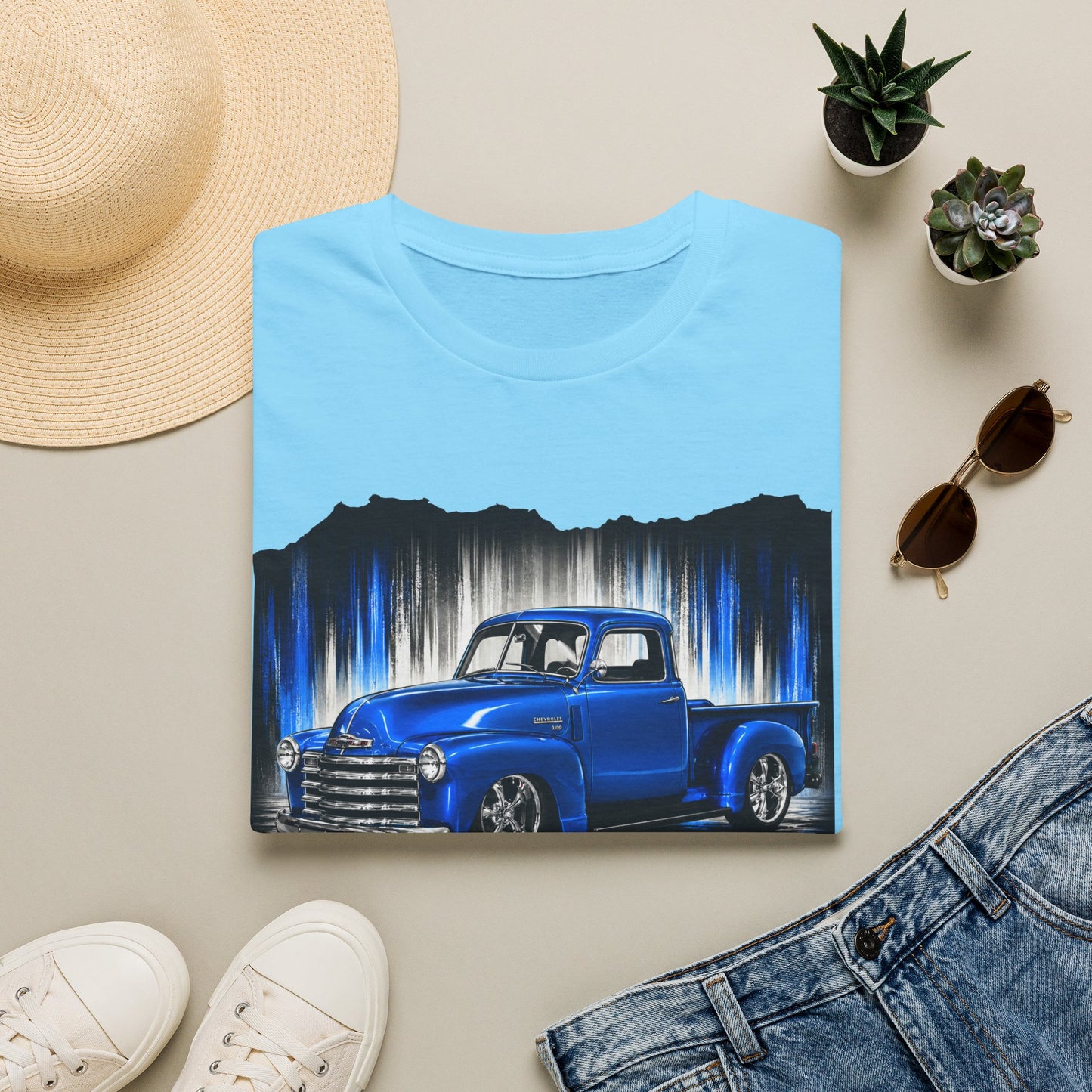 Vintage Truck Shirt, Blue Pickup Truck Tee, Classic Truck Graphic Shirt, Truck Enthusiast Gift, Retro Auto Unisex Tee