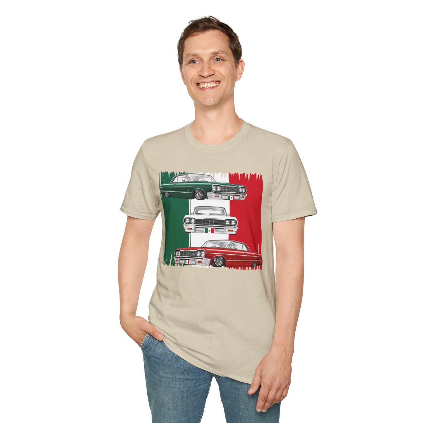 Lowrider Shirt, Mexican Flag Classic Car Tee, Vintage Car Graphic Shirt, Car Enthusiast Gift, Retro Auto Unisex Tee