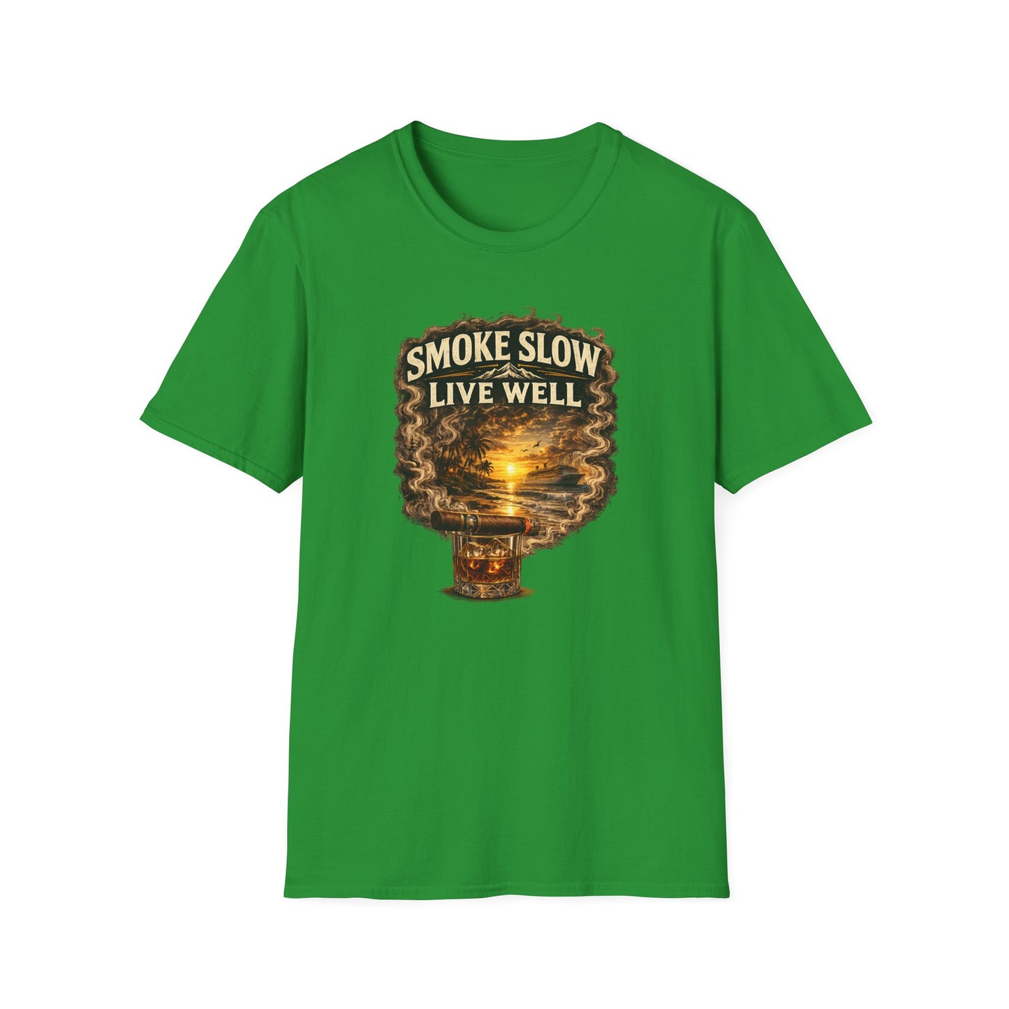 Smoke Slow Live Well Yacht T-Shirt – Cigar, Whiskey & Coastal Luxury Tee