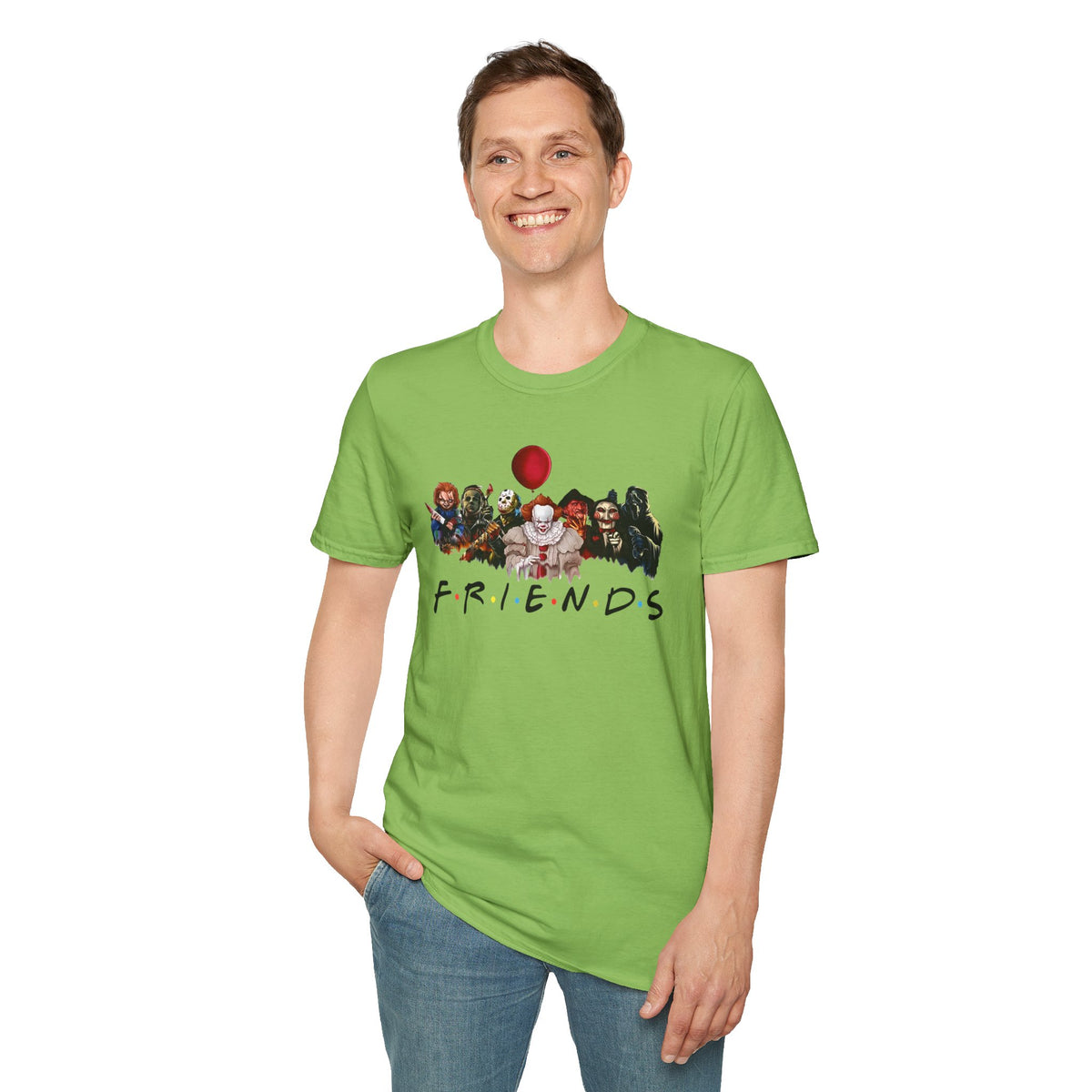 Horror Movie Villains Halloween Friends Softstyle T-Shirt, Scary Movie Tee, Halloween Shirt, Horror Movie Fan Gift, Horror Movie Characters