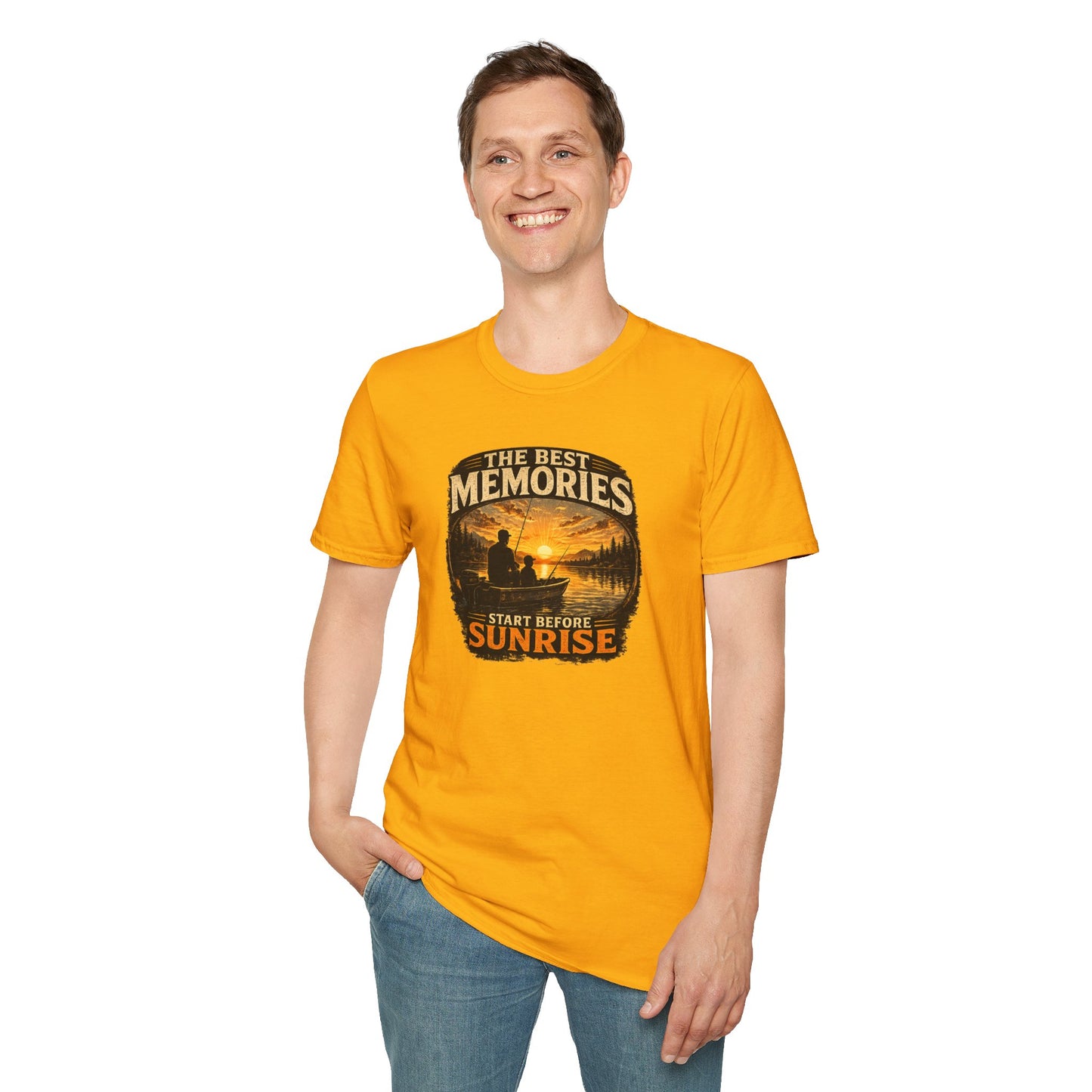 Fishing Shirt for Dad, Best Memories Start Before Sunrise Tee, Fisherman Gift Shirt, Fathers Day Fishing T-Shirt