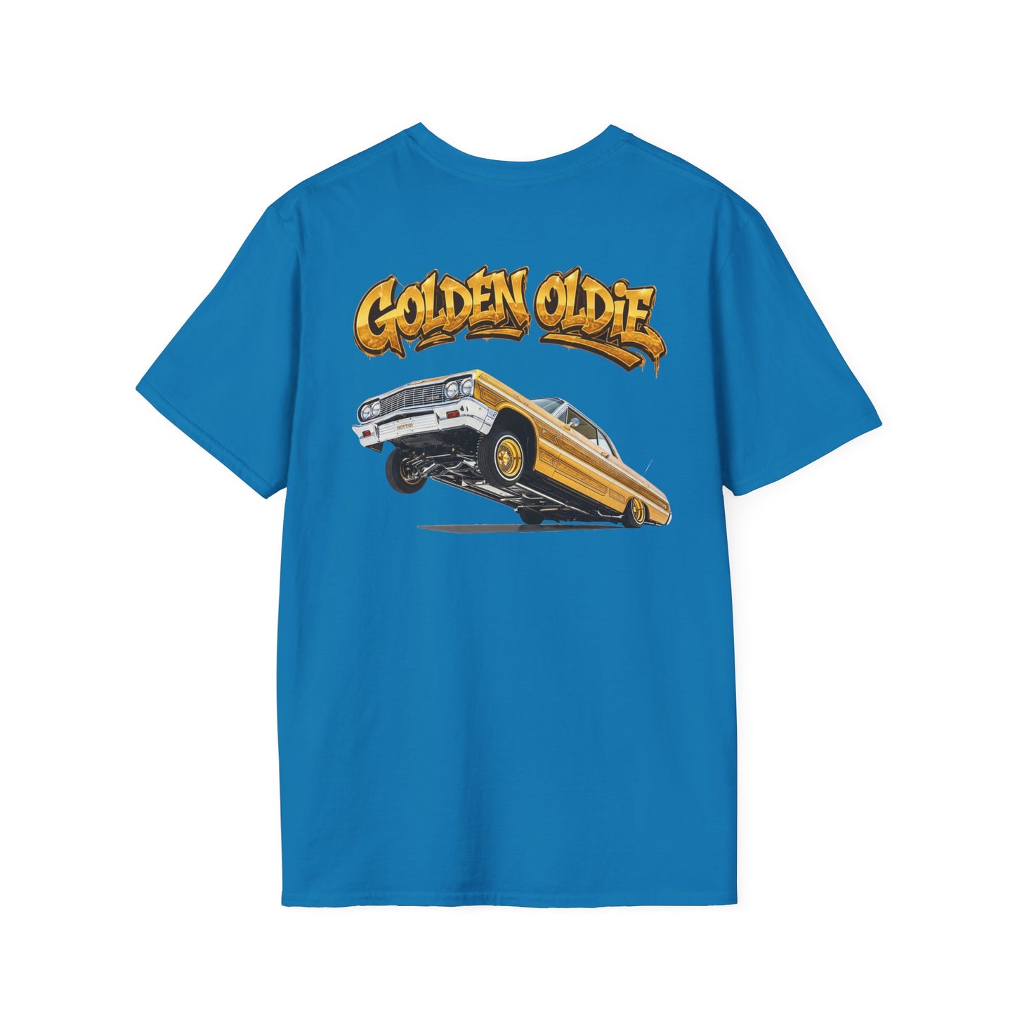 Back Print Lowrider Shirt, Golden Oldie Classic Car Tee, Vintage Car Enthusiast Shirt, Retro Auto Gift, Unisex Car Lover Tee