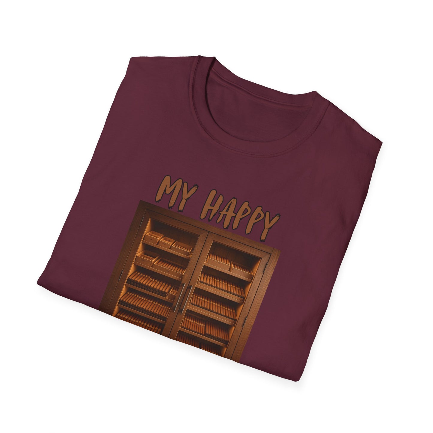My Happy Place Cigar Unisex T-Shirt, BBQ Pool Party Shirt, Relaxation Leisure, Cigar lover Gift, Cigar Aficionado, Dad Gift, Summer Shirt