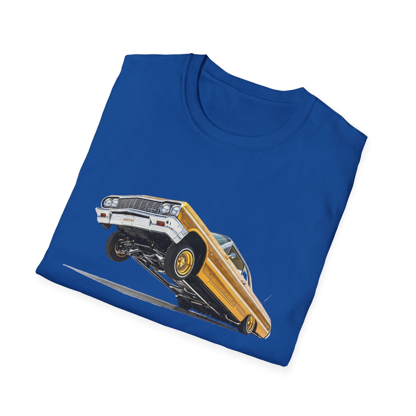 1964 Chevy Impala Hydraulics Lowrider Hoppin' Ink Drawing T-Shirt - Old School Hip Hop Cholo Art Tee Design - Chicano Car Club Graphic Tee