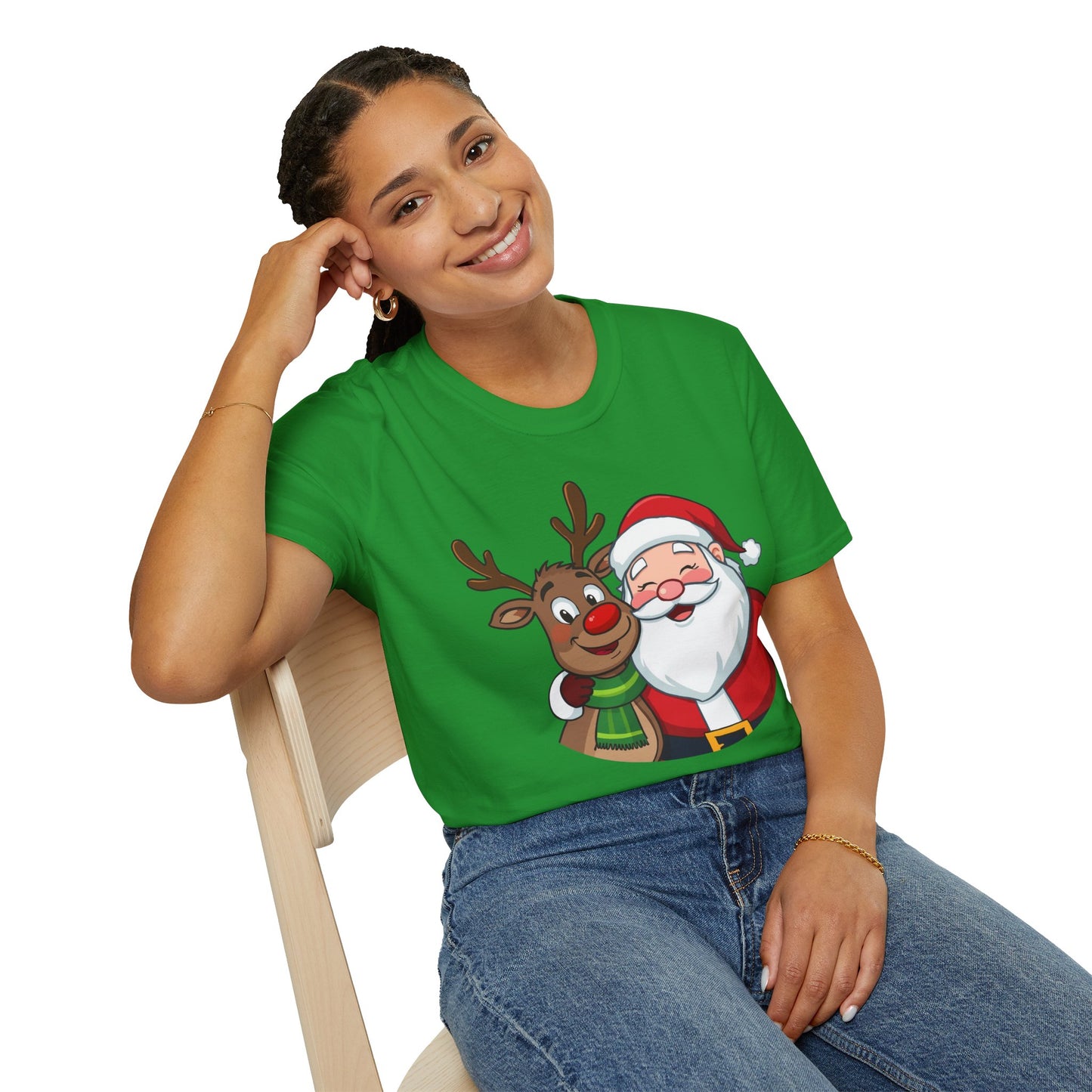 Smiling Santa and Rudolph Shirt, Family Christmas Shirts, Christmas T Shirt, Holiday Shirt, Cute Xmas Shirt for the family, Holiday Gift